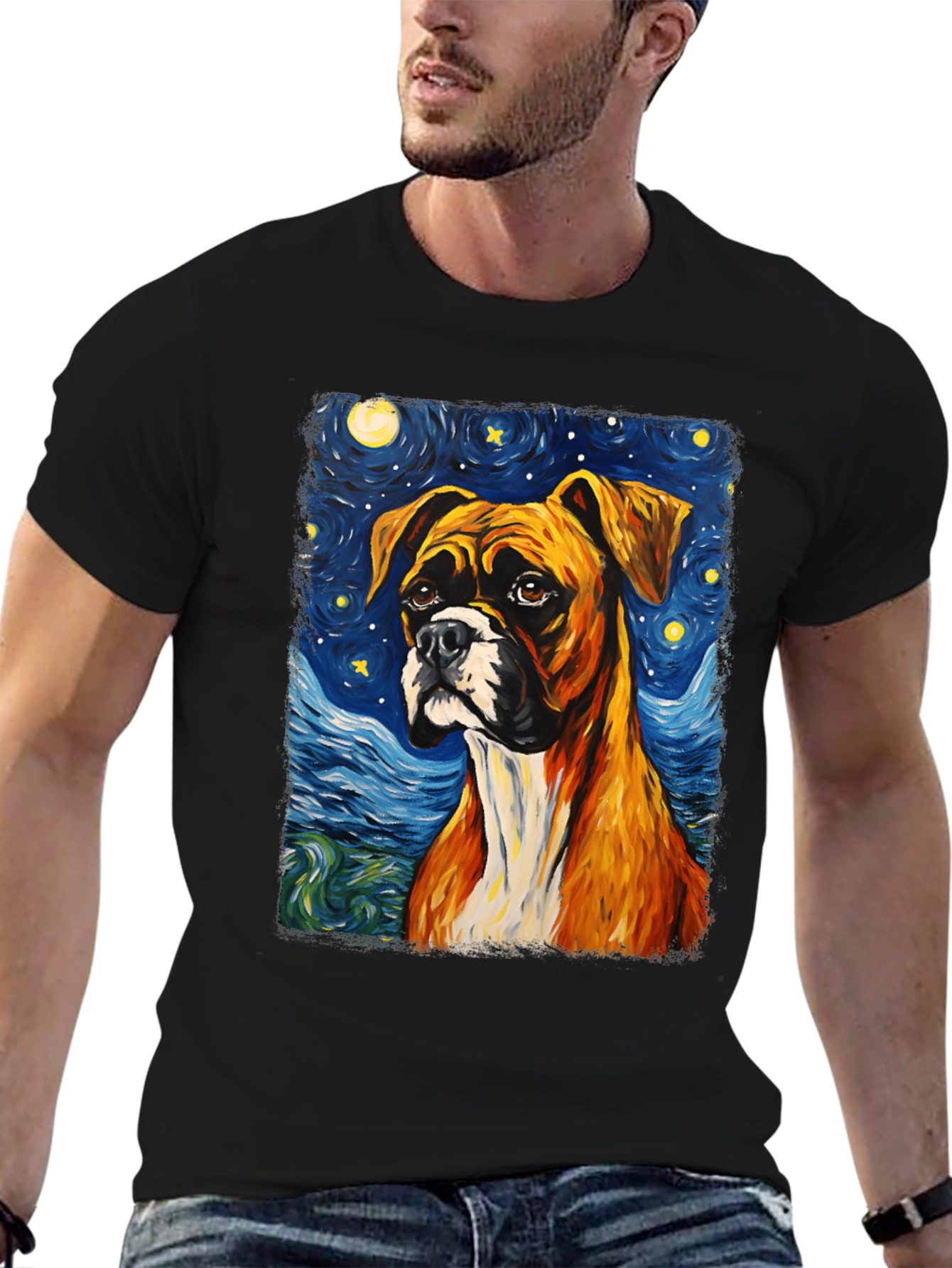 Boxer Dog Starry Night T-Shirt - 6