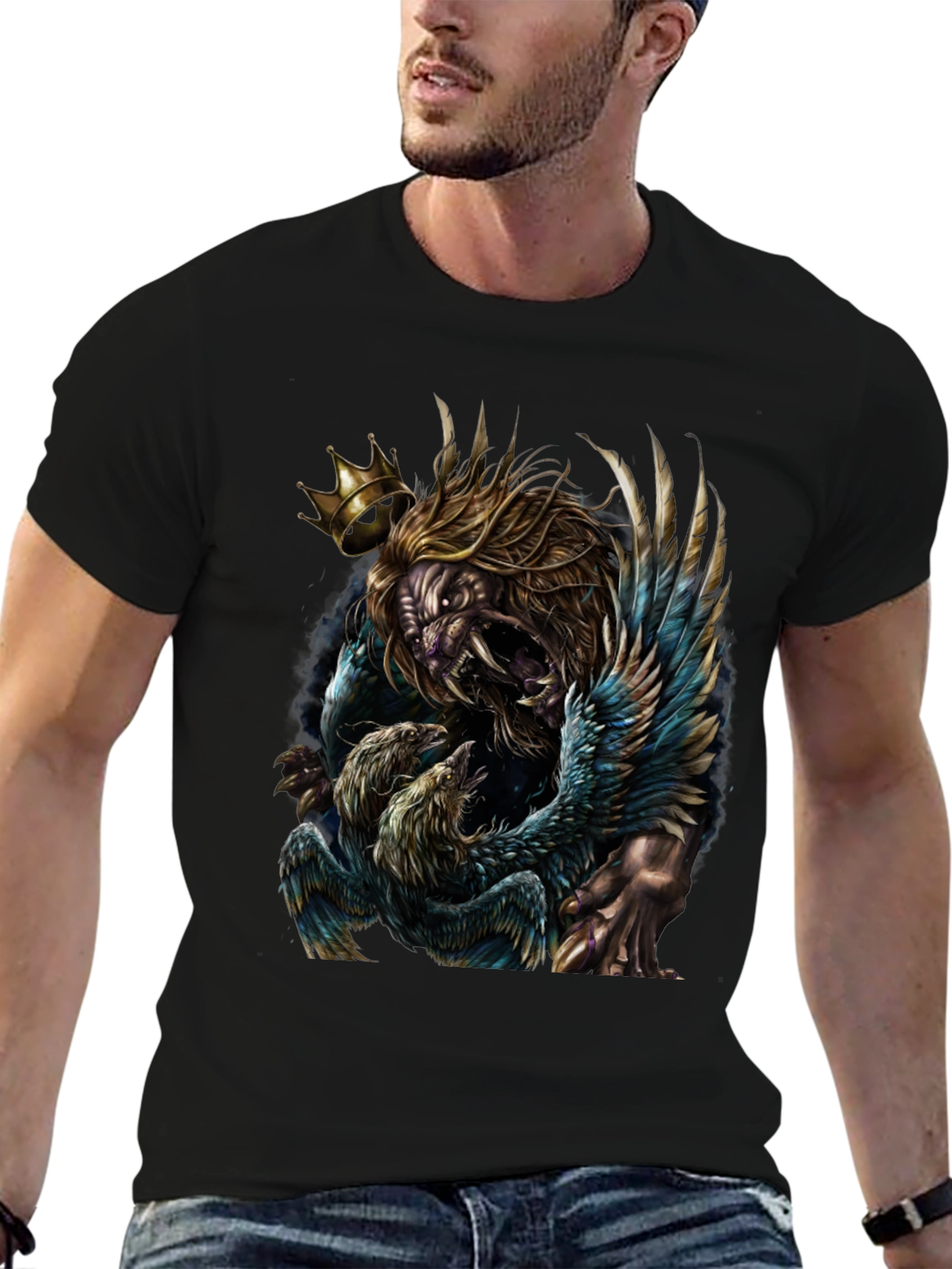 Black Lion King Graphic Tee - Unique Animal Design view 6