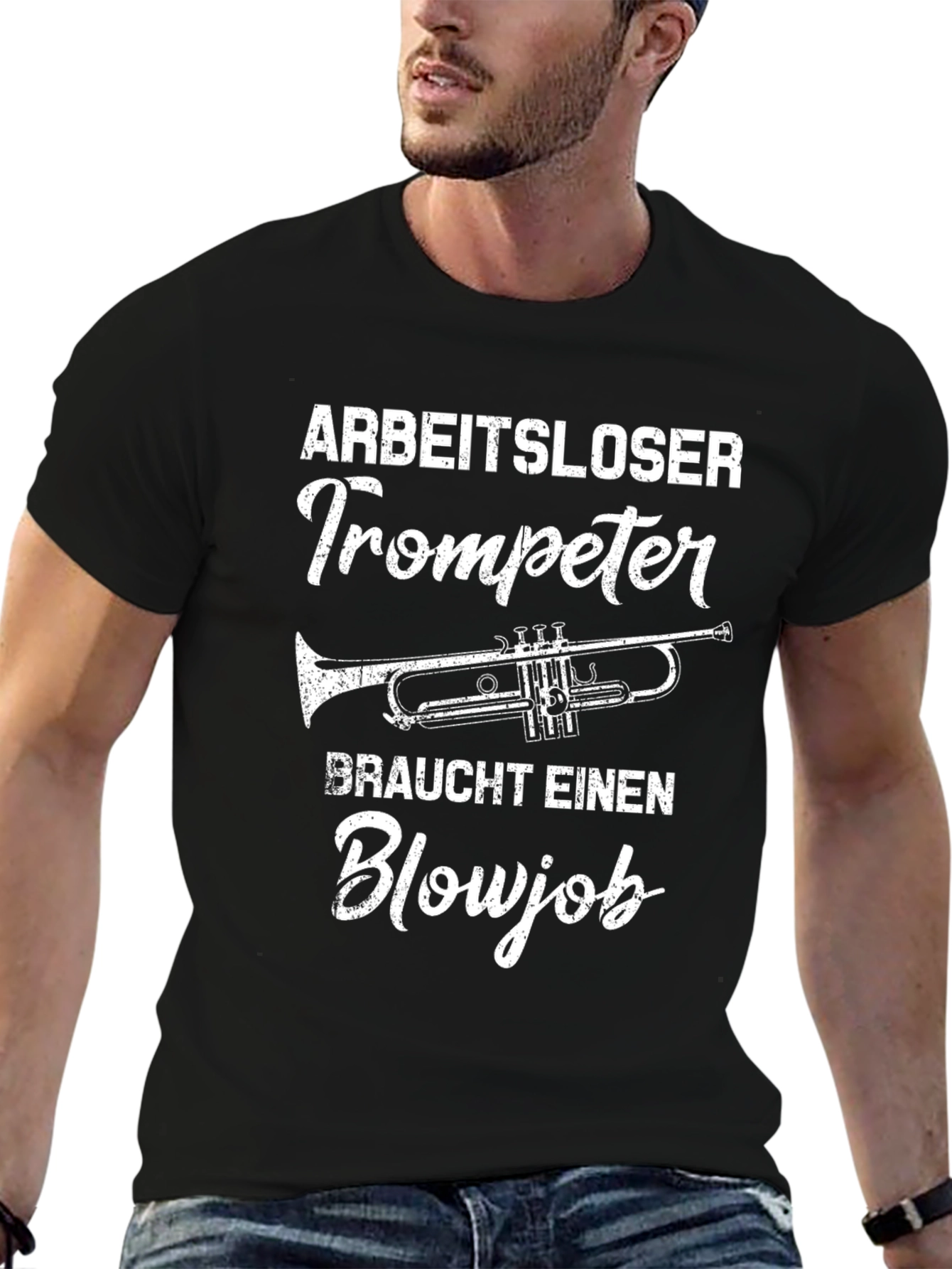 Black Arbeitsloser Trompeter Blowjob T-Shirt view 6