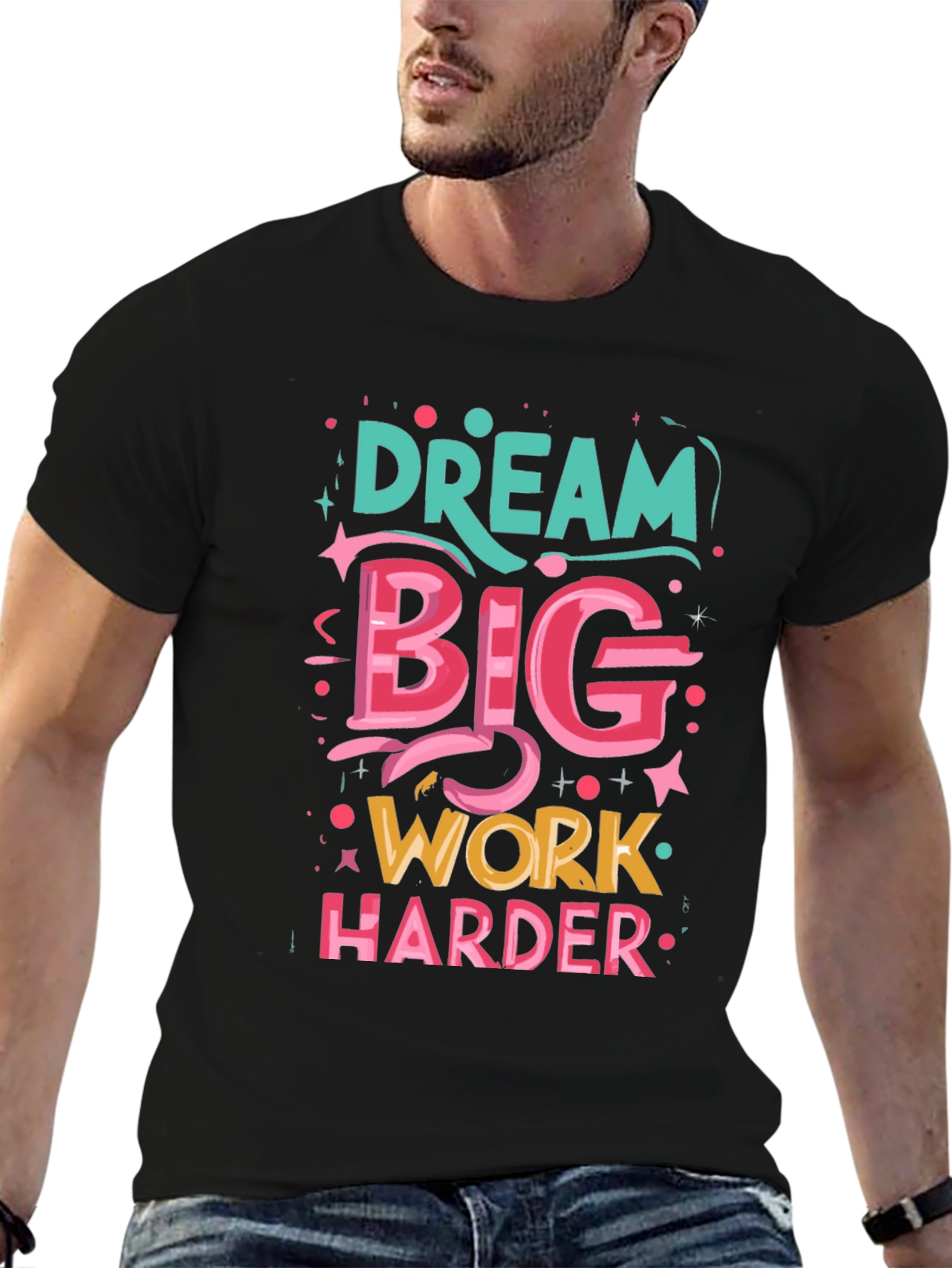 Black Dream Big T-Shirt: Motivational Graphic Tee view 6