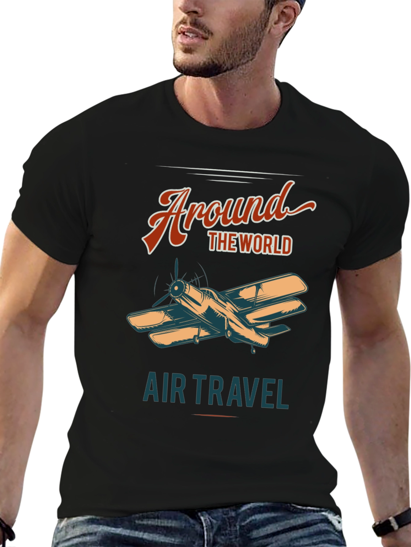 Black Around The World Air Travel Graphic Tee view 6