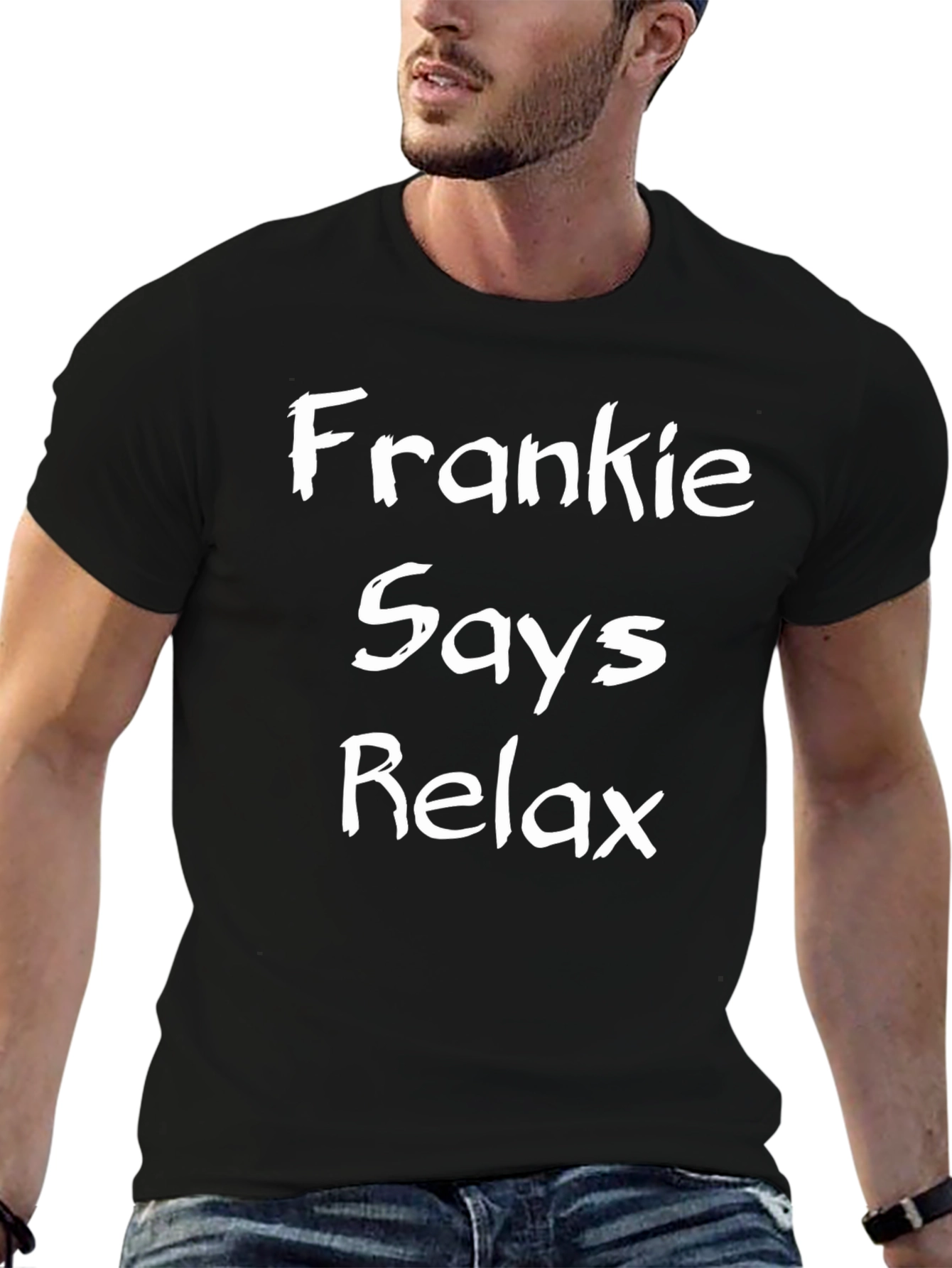 Black Frankie Says Relax Graphic Tee - Black Cotton Casual Wear view 6