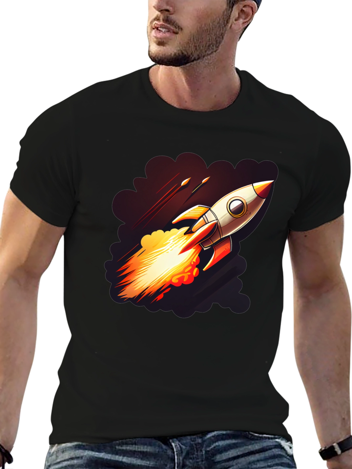 Black Rocket Launch Graphic T-Shirt view 6