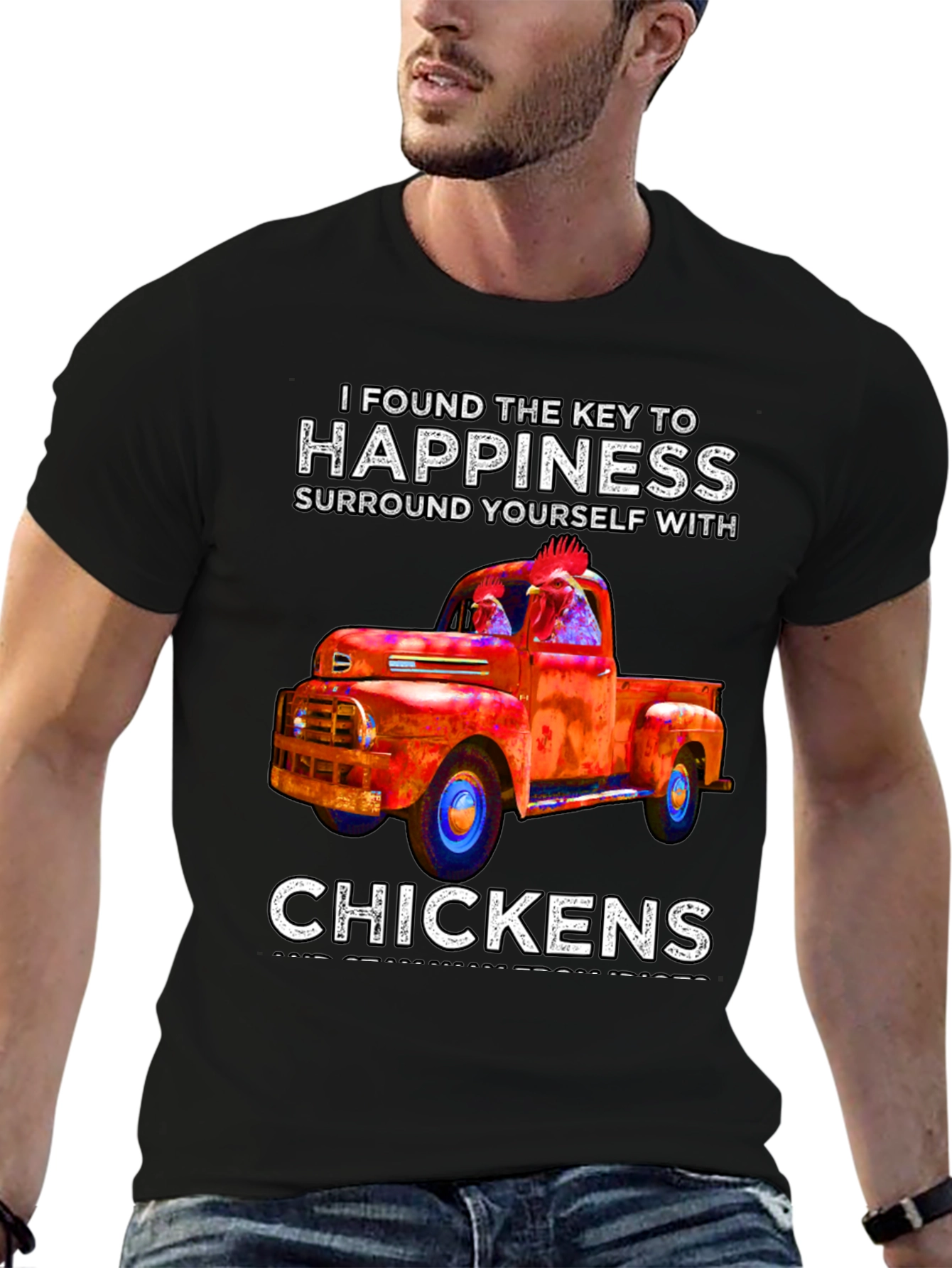 Black Happiness is Chickens Truck T-Shirt view 6