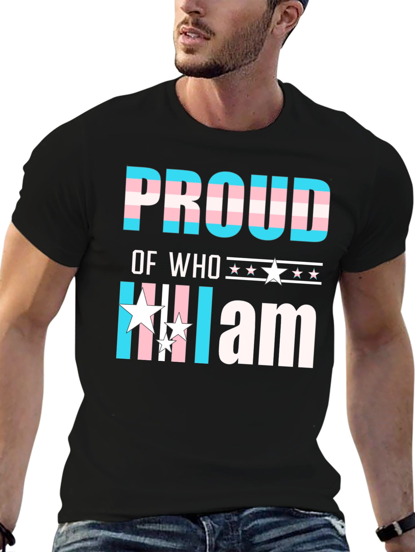 Black Proud of Who I Am Transgender Pride T-Shirt view 6