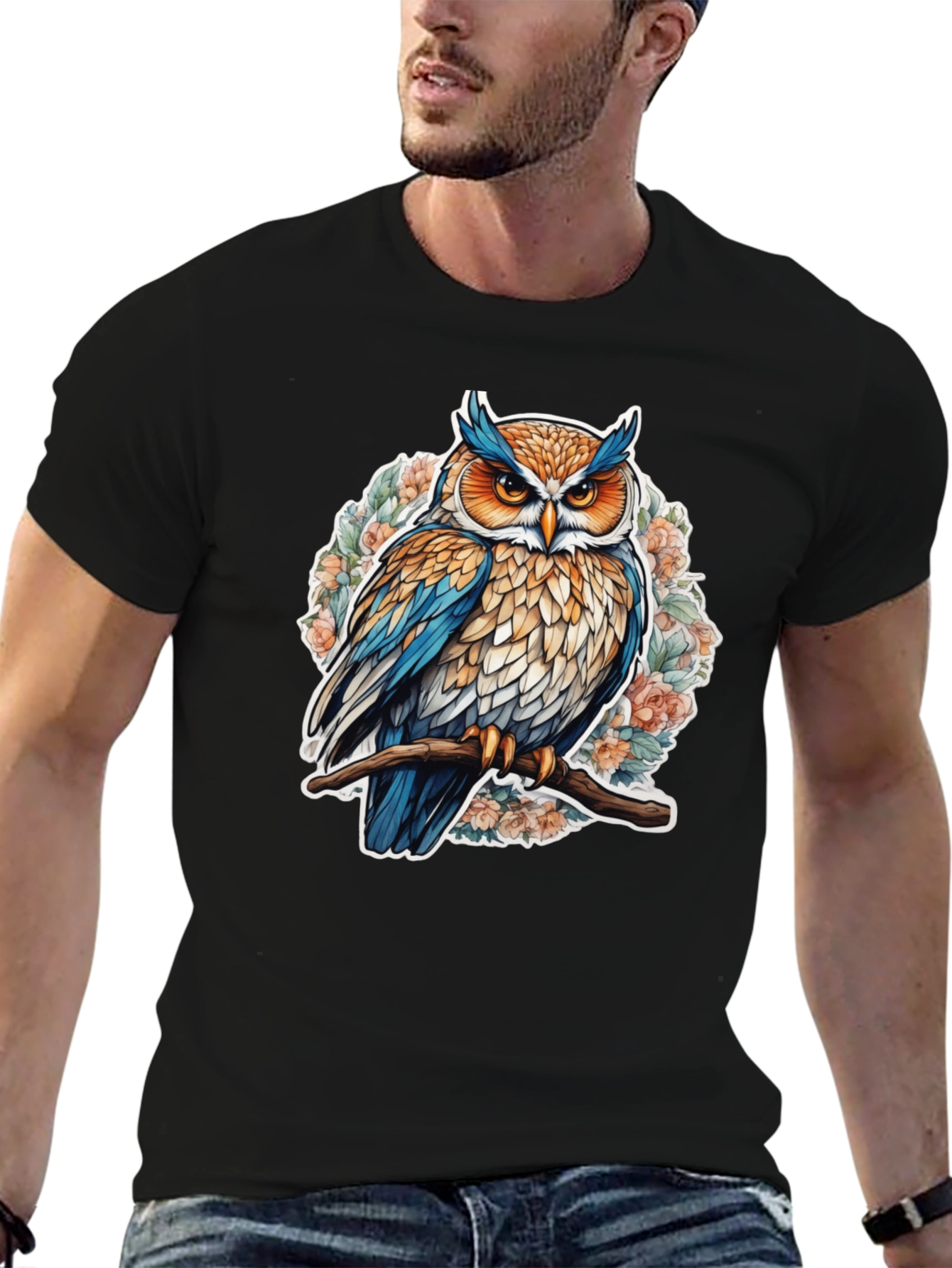 Black Owl Graphic Tee - Nature Inspired Design view 6