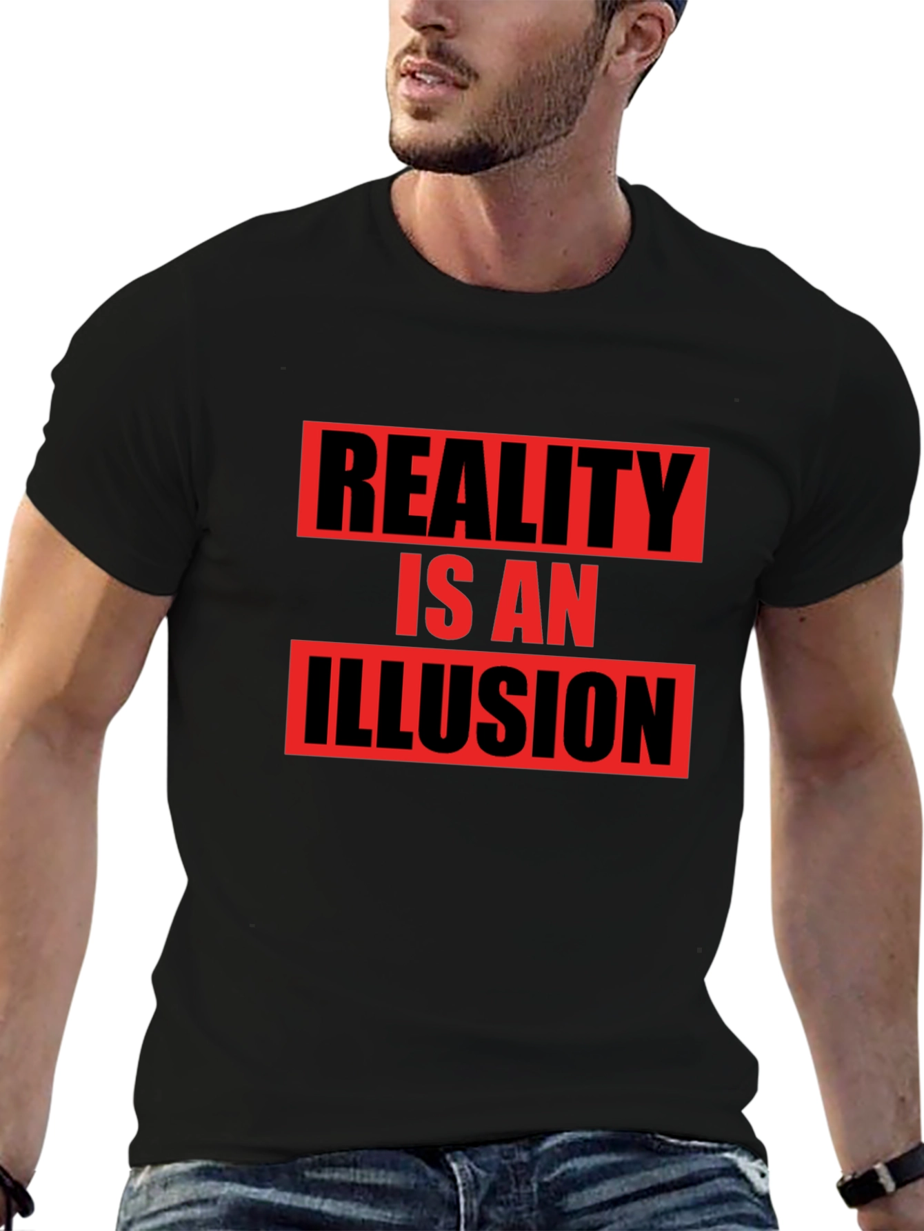 Black Reality Illusion Graphic T-Shirt - Black view 6