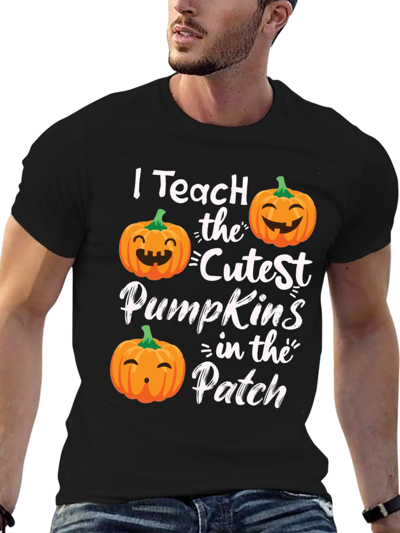 Black I Teach the Cutest Pumpkins T-Shirt view 6