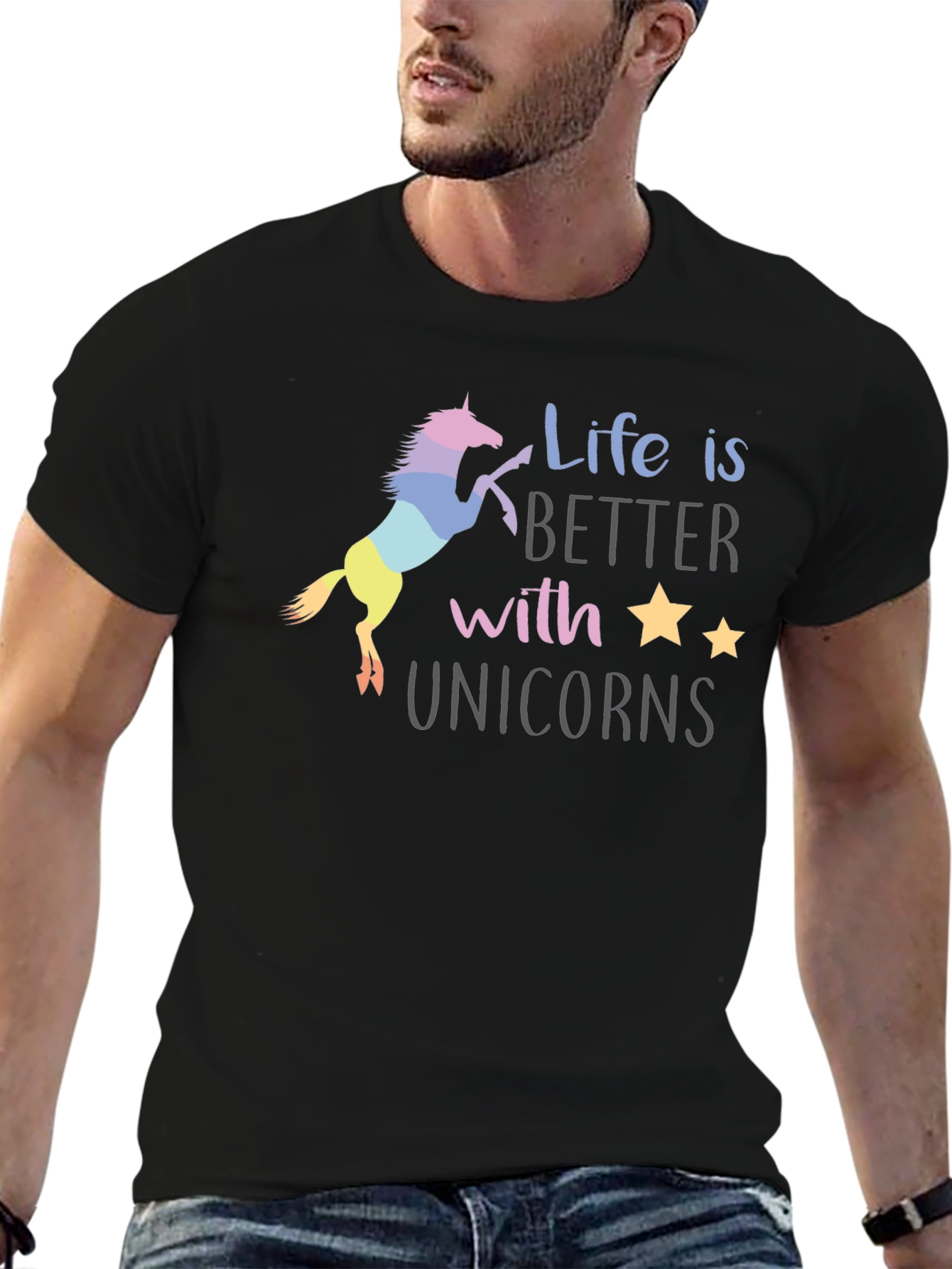 Black Unicorn Life T-Shirt - Magical Graphic Tee view 6