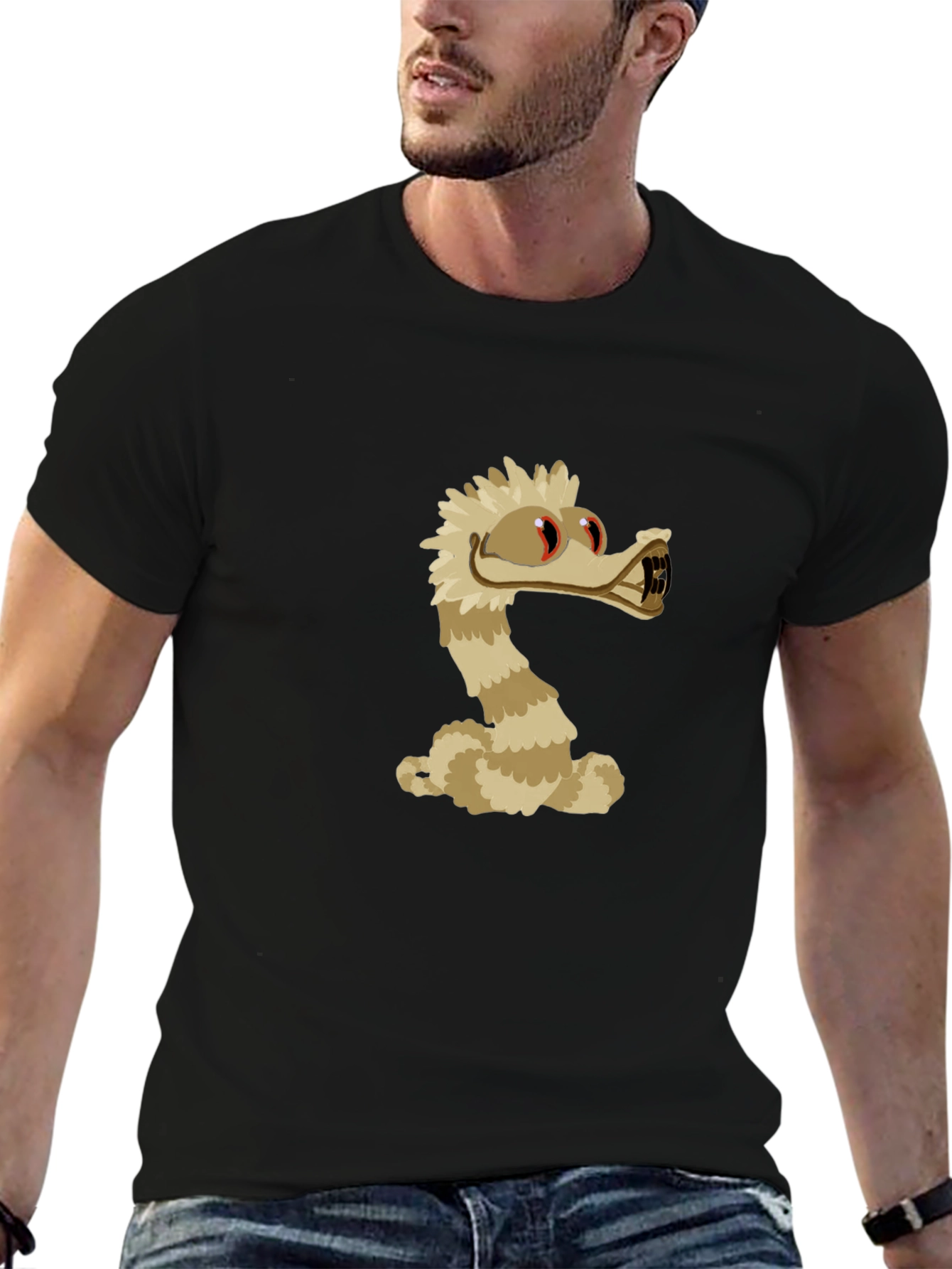 Black Cartoon Snake T-Shirt - Unique Graphic Tee view 6