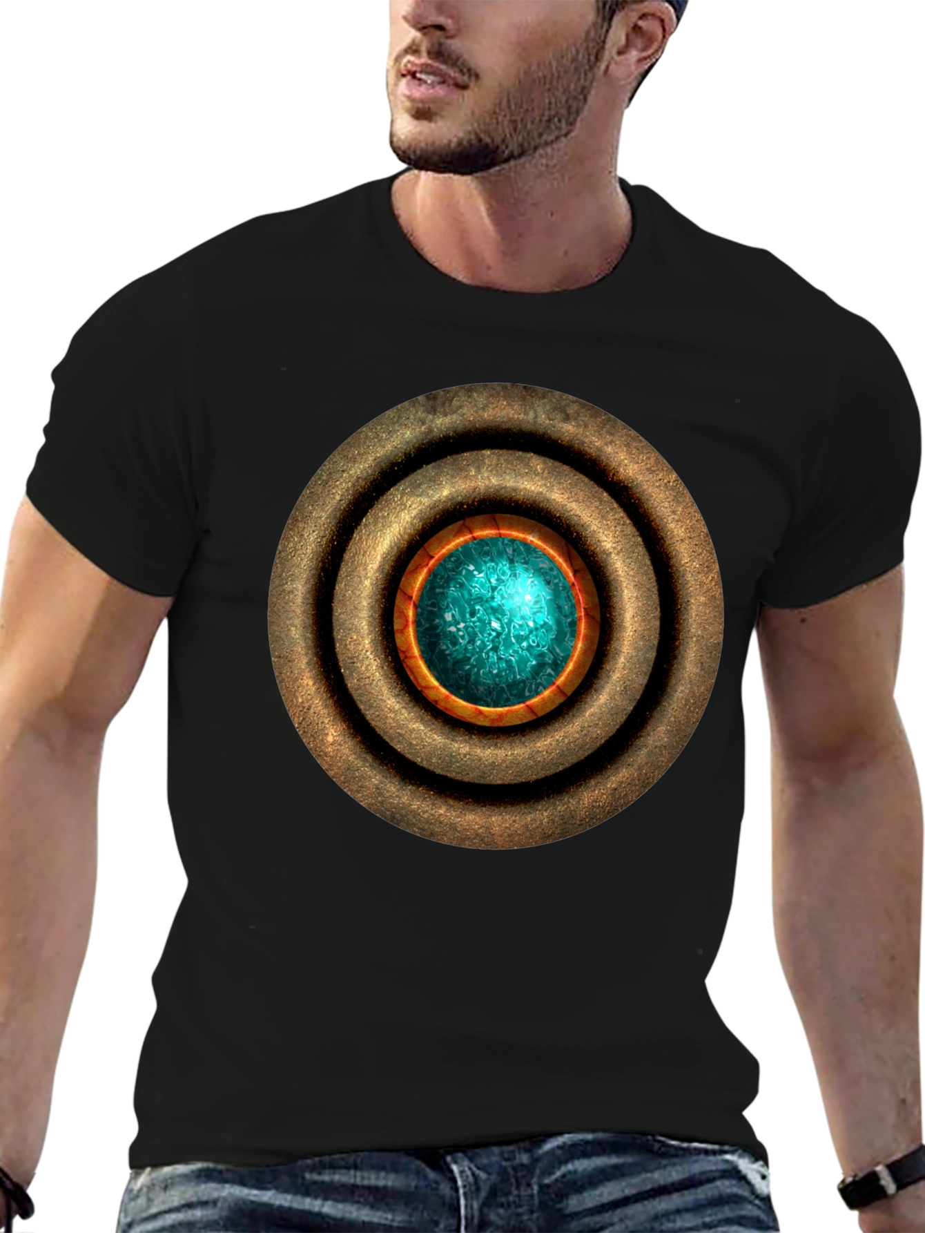 Black Mystic Orb Graphic T-Shirt - Sci-Fi Style Men's Tee view 6