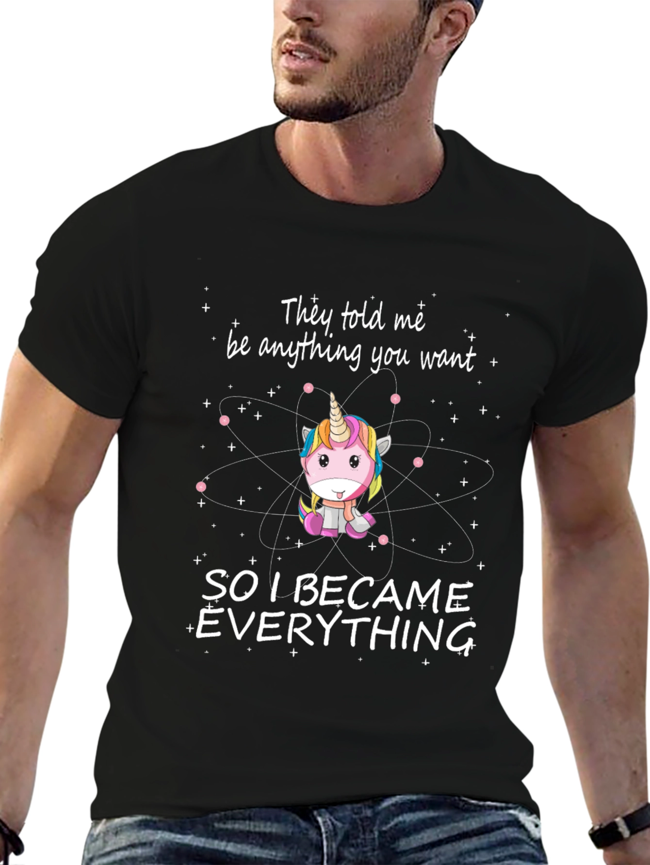Black Unicorn Science Humor T-Shirt - Be Anything, Be Everything! view 6