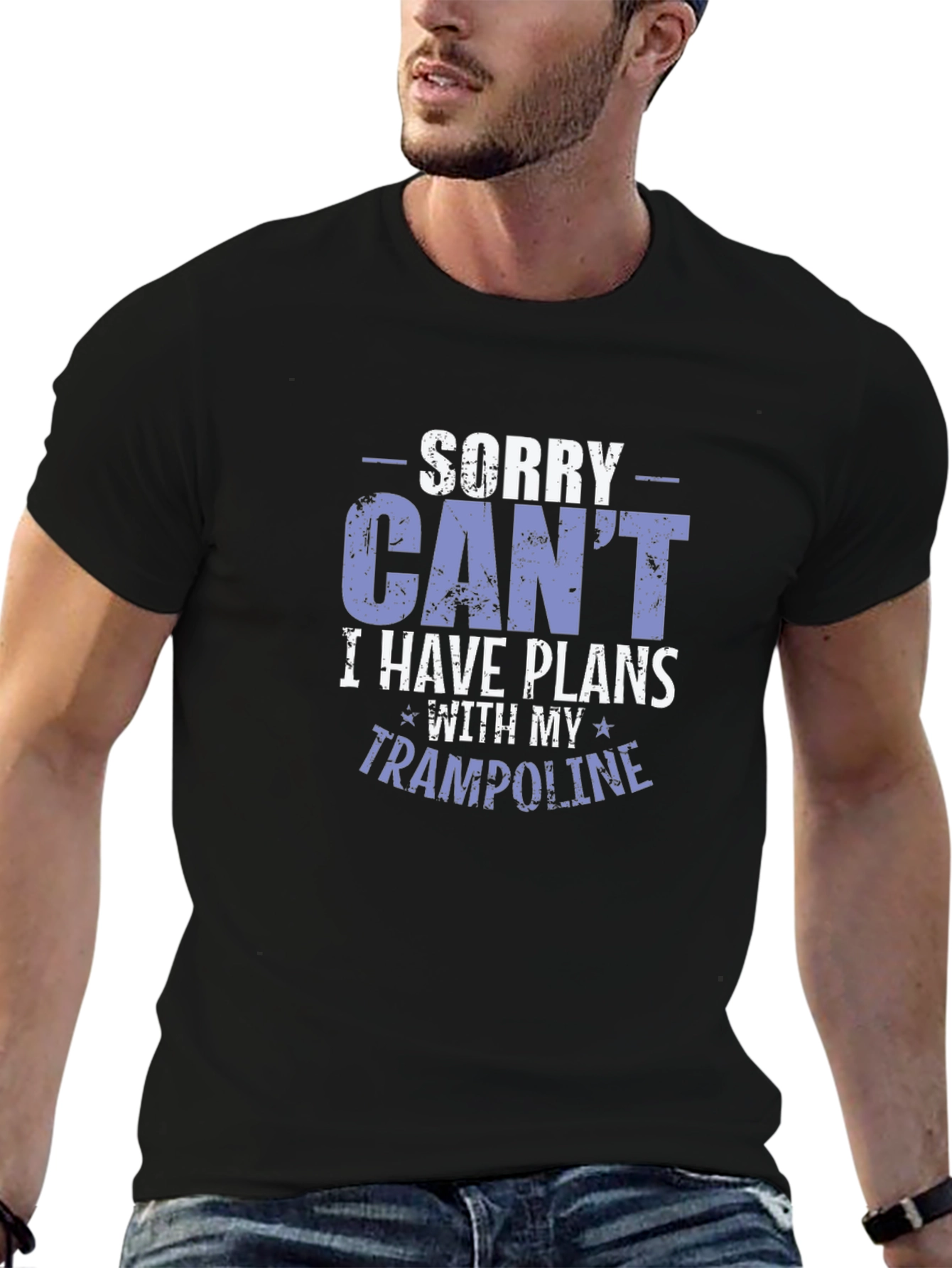 Black Funny Trampoline Plans Graphic T-Shirt view 6