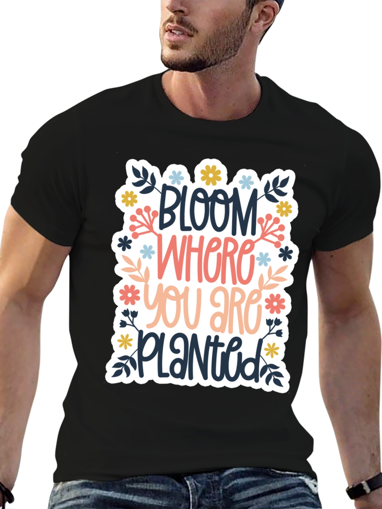 Black Bloom Where You Are Planted Graphic Tee view 6