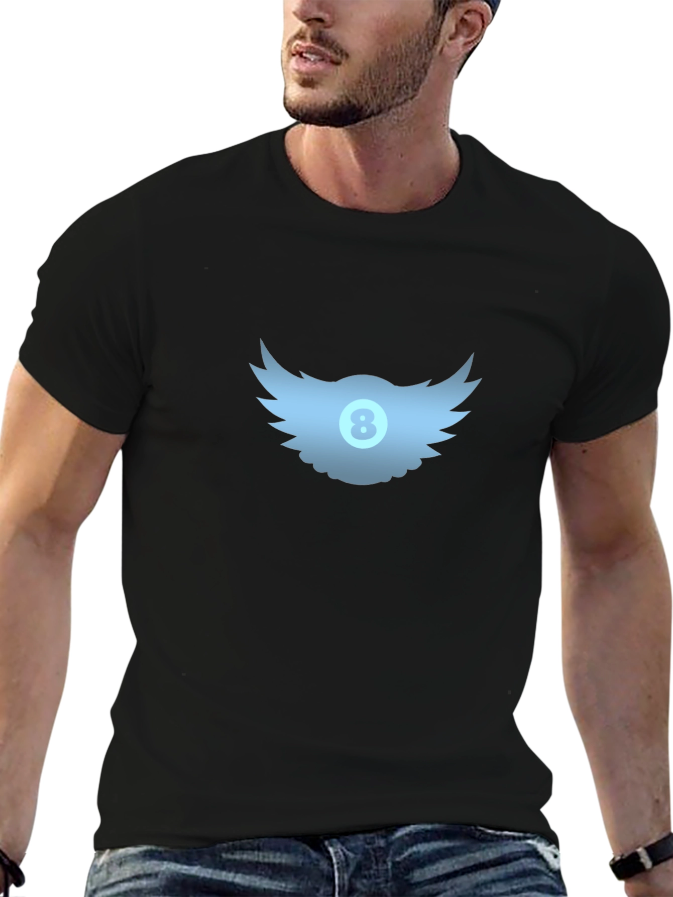 Black Winged 8-Ball Graphic Tee - Black view 6