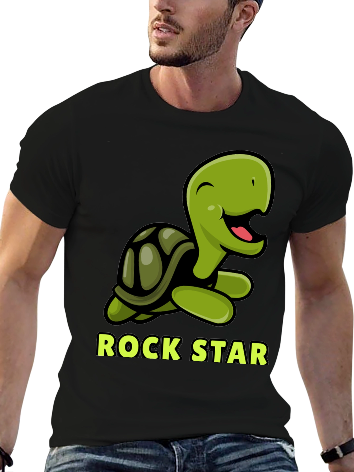Black Rock Star Turtle Graphic T-Shirt view 6