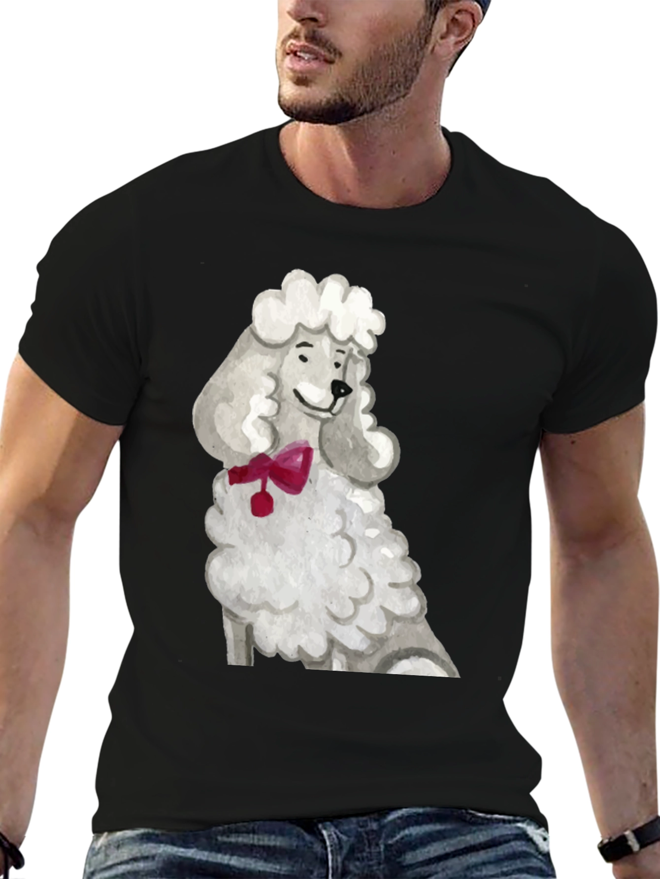 Black Poodle Art T-Shirt - Unique Dog Lover Tee view 6