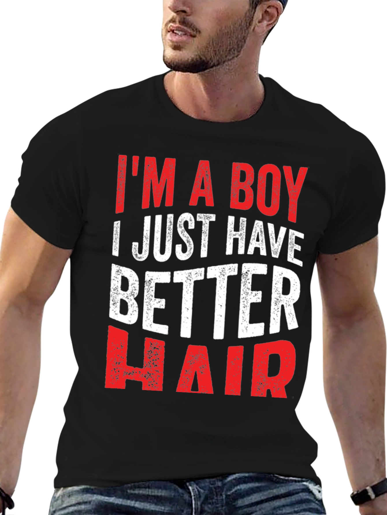 Black Funny 'I'm a Boy, I Just Have Better Hair' T-Shirt view 6