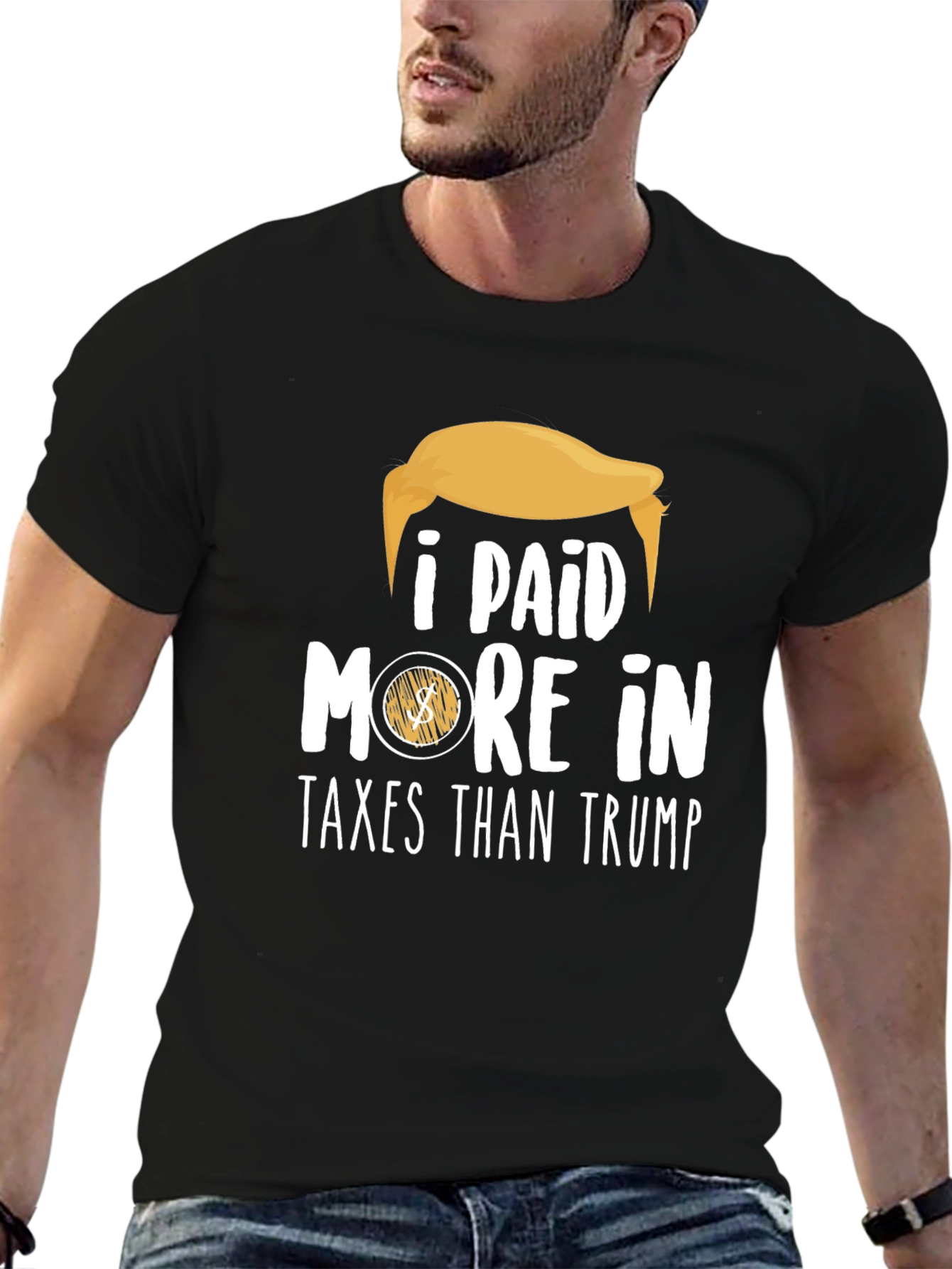 Black I Paid More in Taxes Than Trump Graphic Tee view 6
