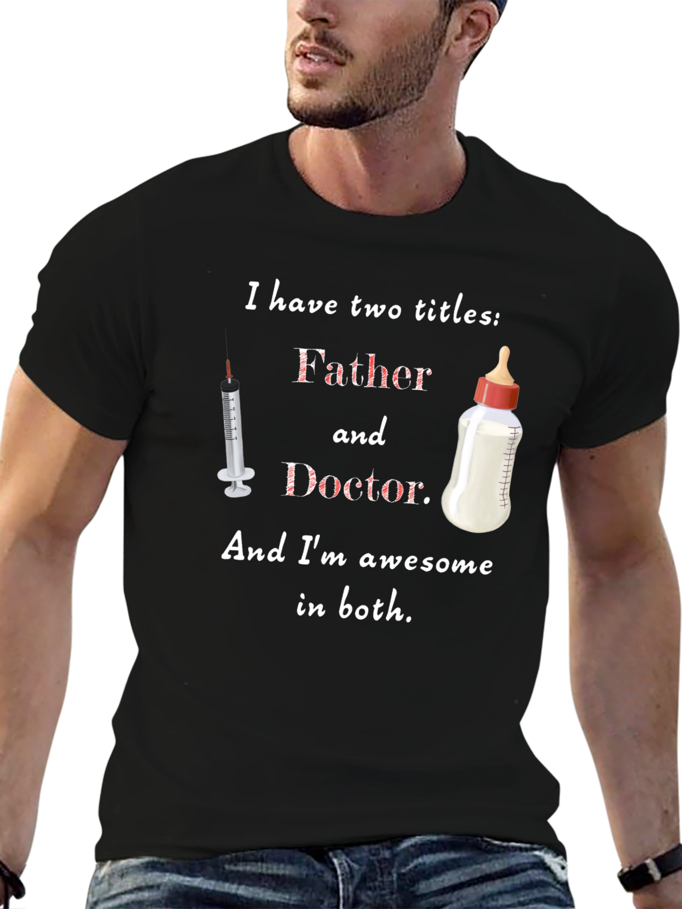 Black Father and Doctor T-Shirt - Awesome Dad Gift view 6