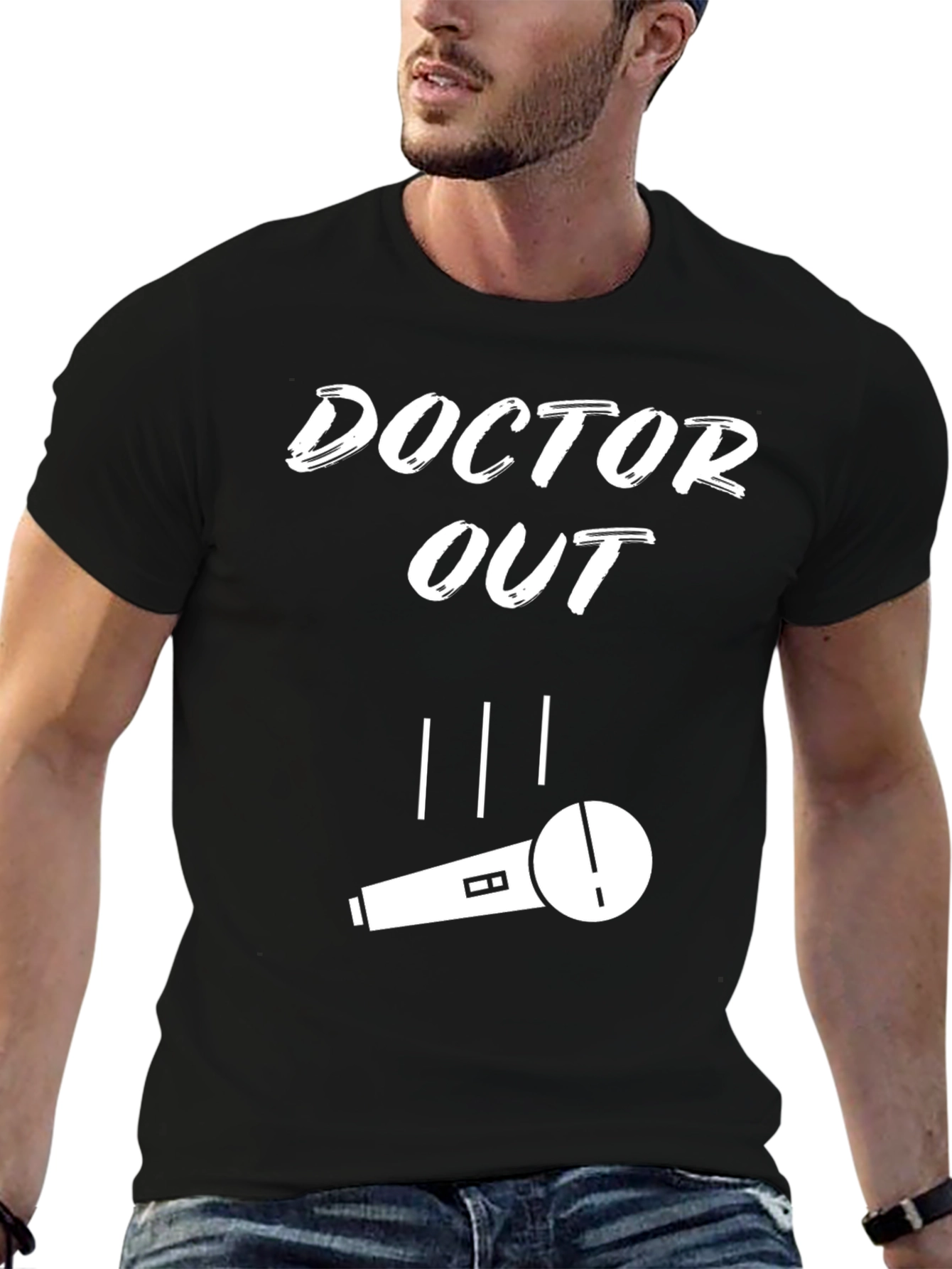 Black Doctor Out Microphone T-Shirt - Black view 6