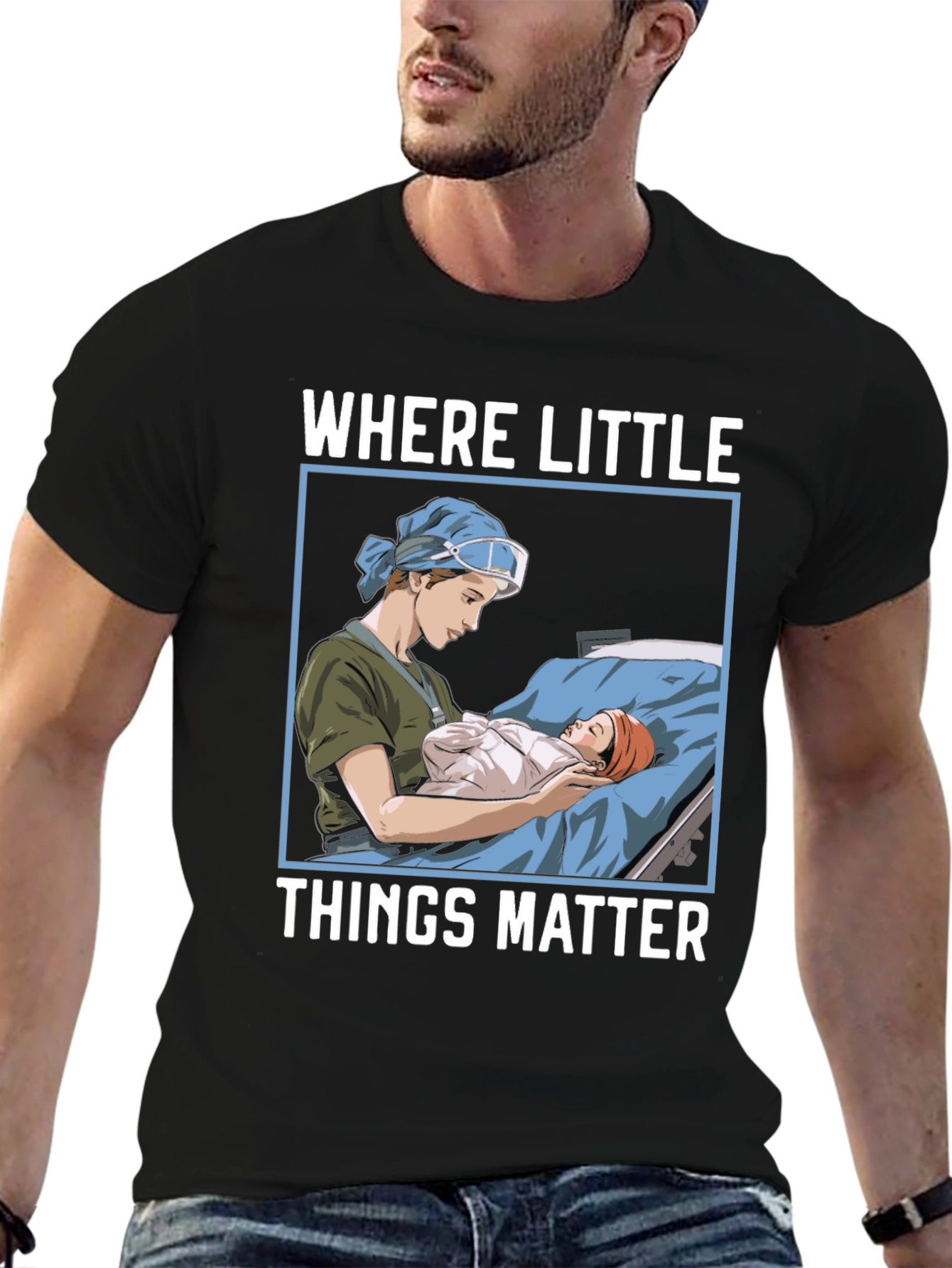 Black Where Little Things Matter Nurse T-Shirt view 6