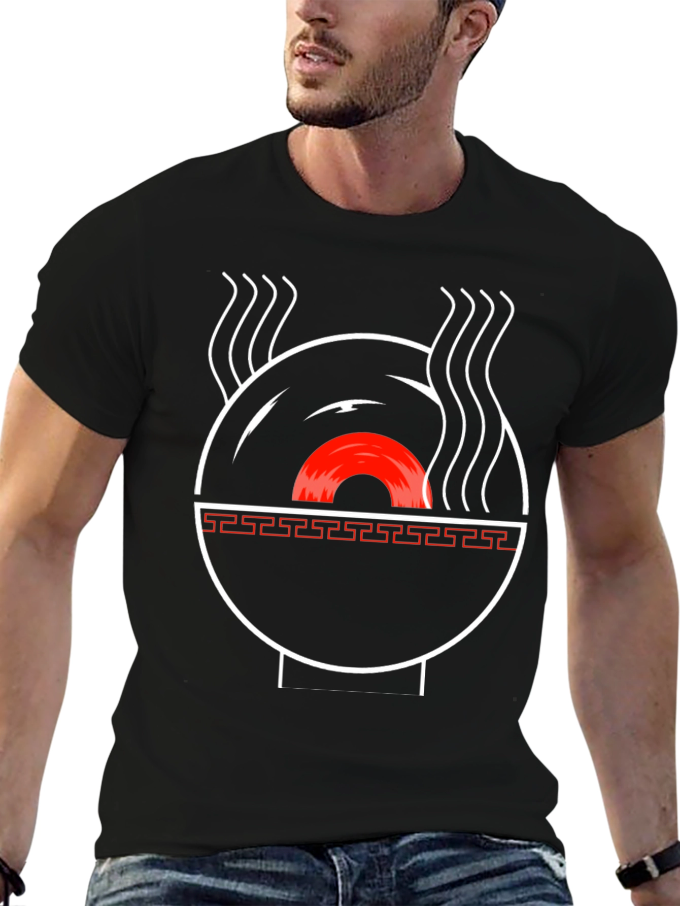 Black Ramen Vinyl Record Graphic Tee - Music Lover T-Shirt view 6