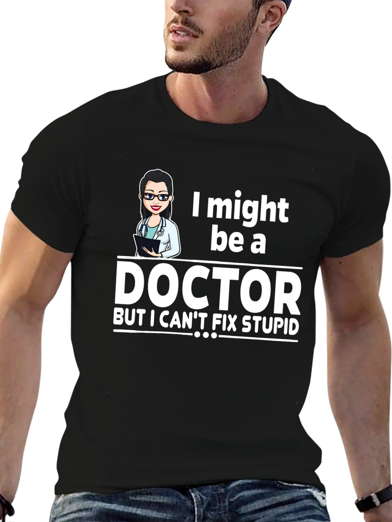 Black Doctor Humor Graphic Tee - I Might Be A Doctor T-Shirt view 6
