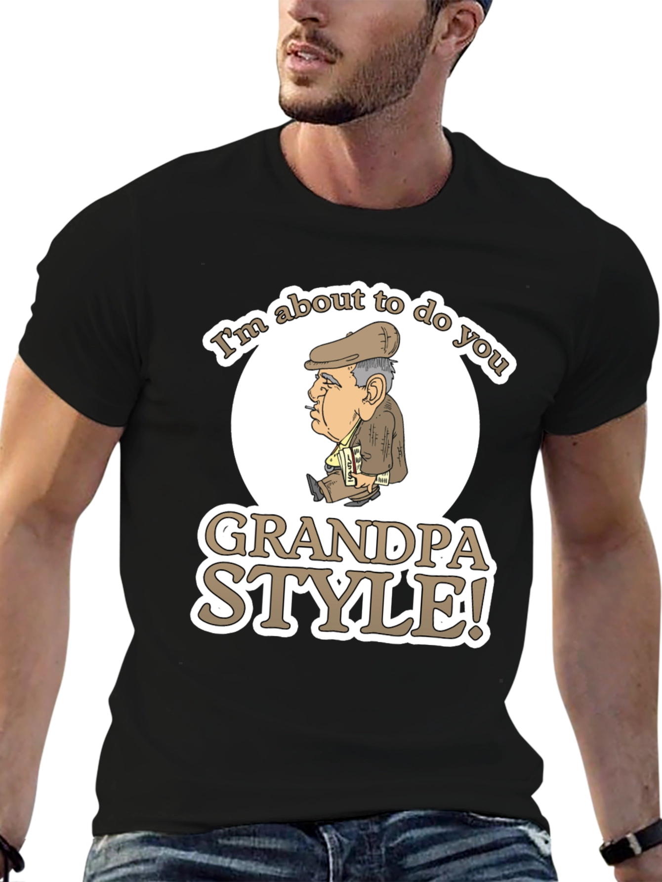 Black Grandpa Style Graphic T-Shirt view 6