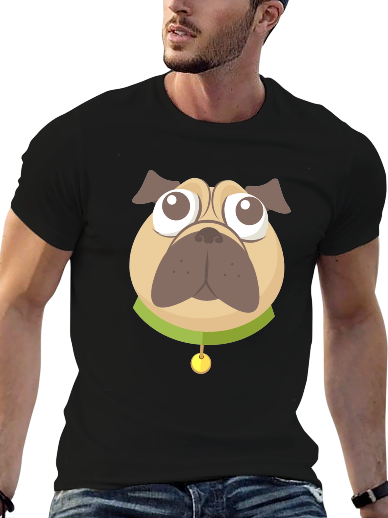 Black Pug Graphic Black T-Shirt view 6