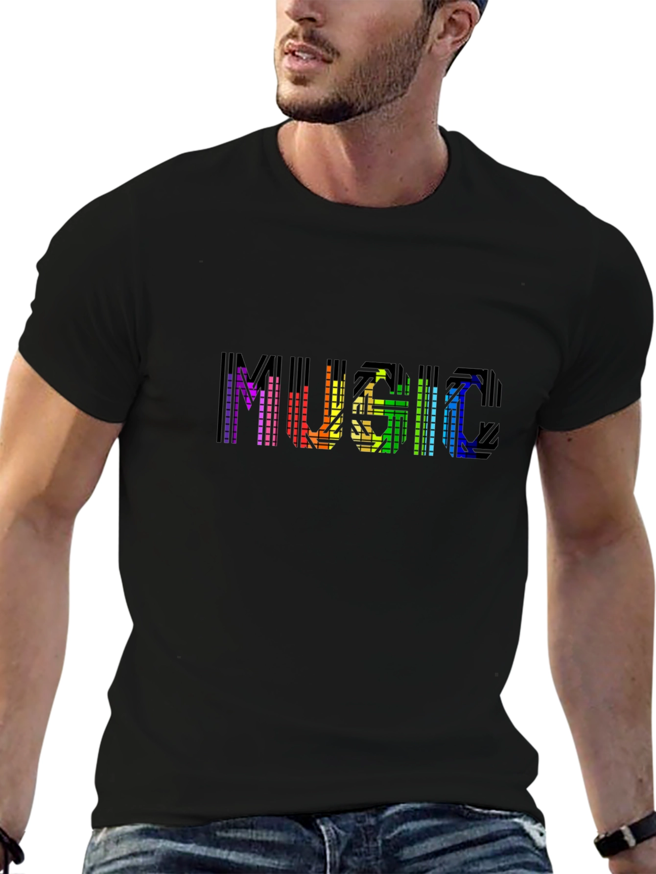 Black LED Music Graphic Black T-Shirt view 6