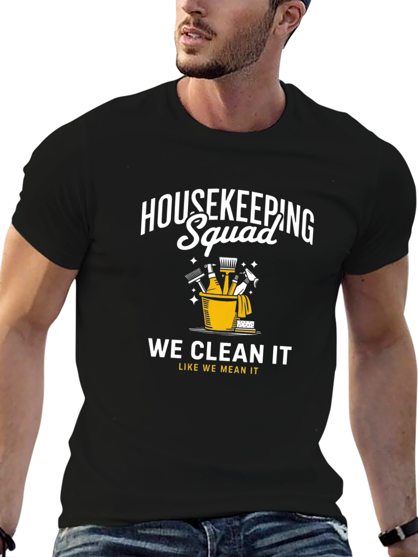 Black Housekeeping Squad T-Shirt - Cleaning Crew Apparel view 6