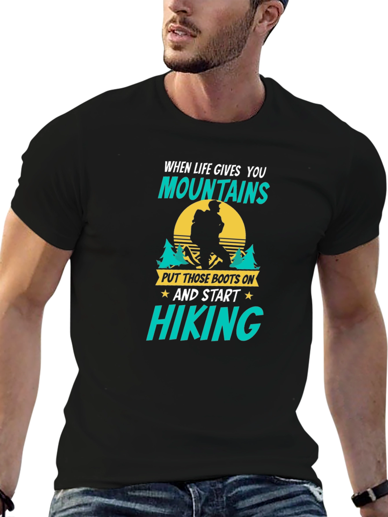 Black Hiking T-Shirt: When Life Gives You Mountains view 6