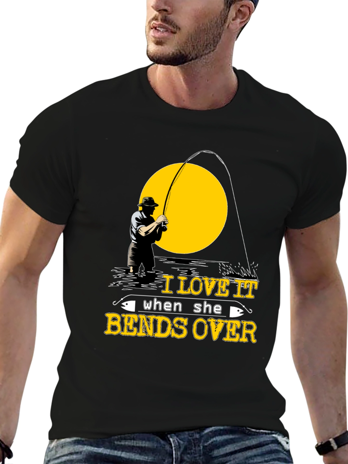 Black Fishing Humor T-Shirt view 6
