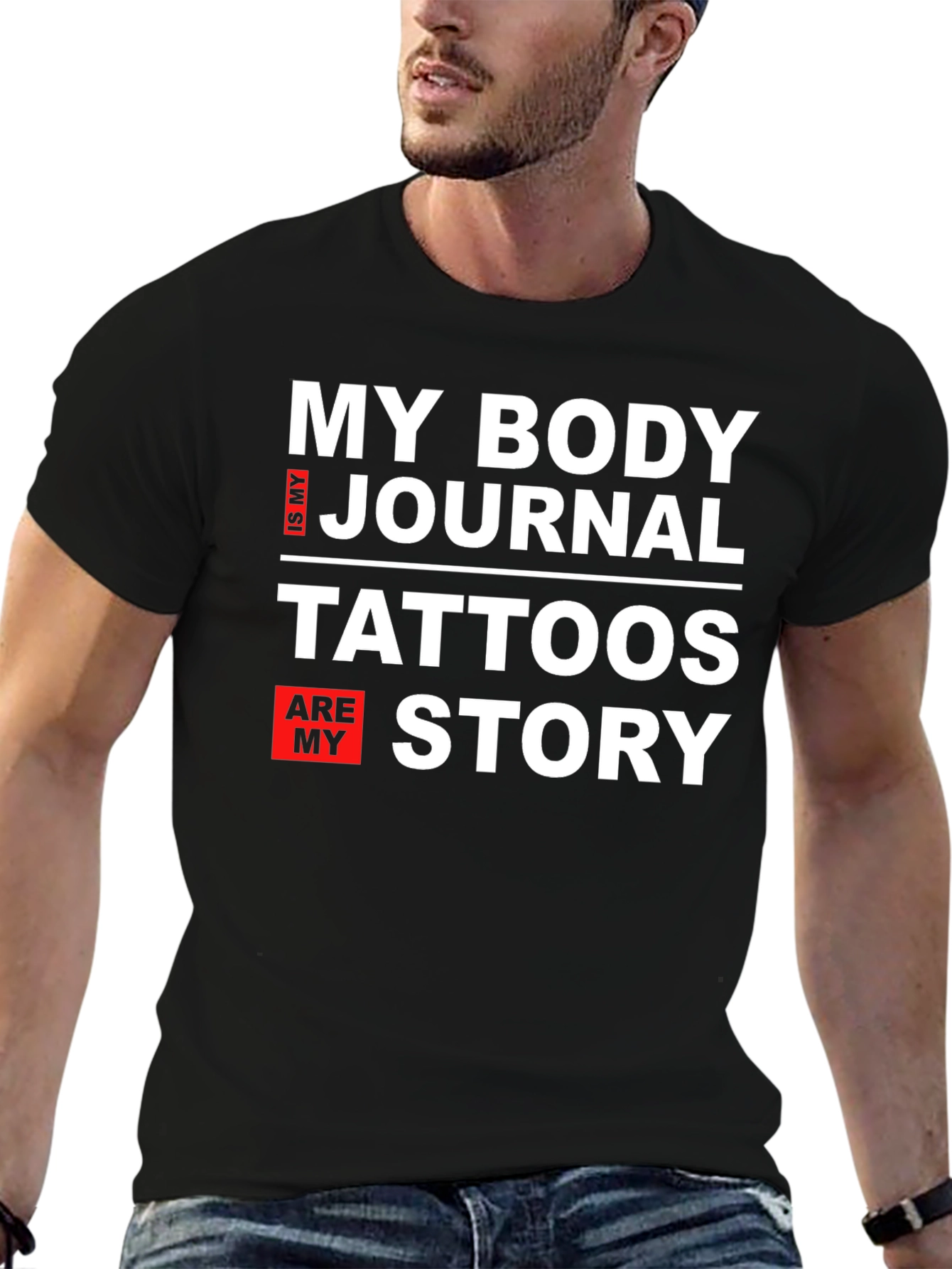 Black My Body Is My Journal Tattoos Story Graphic Tee view 6