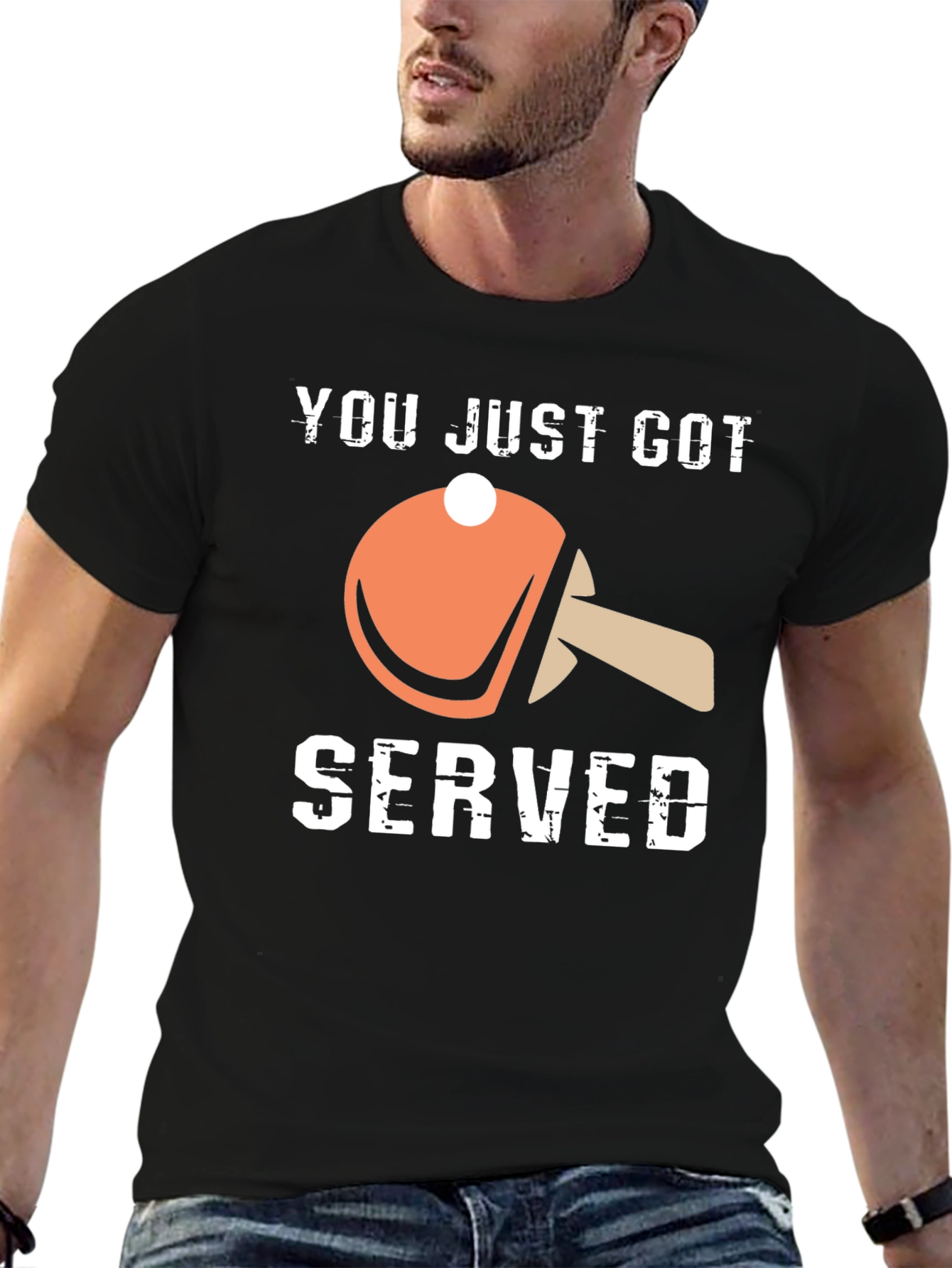 Black You Just Got Served T-Shirt - Ping Pong view 6