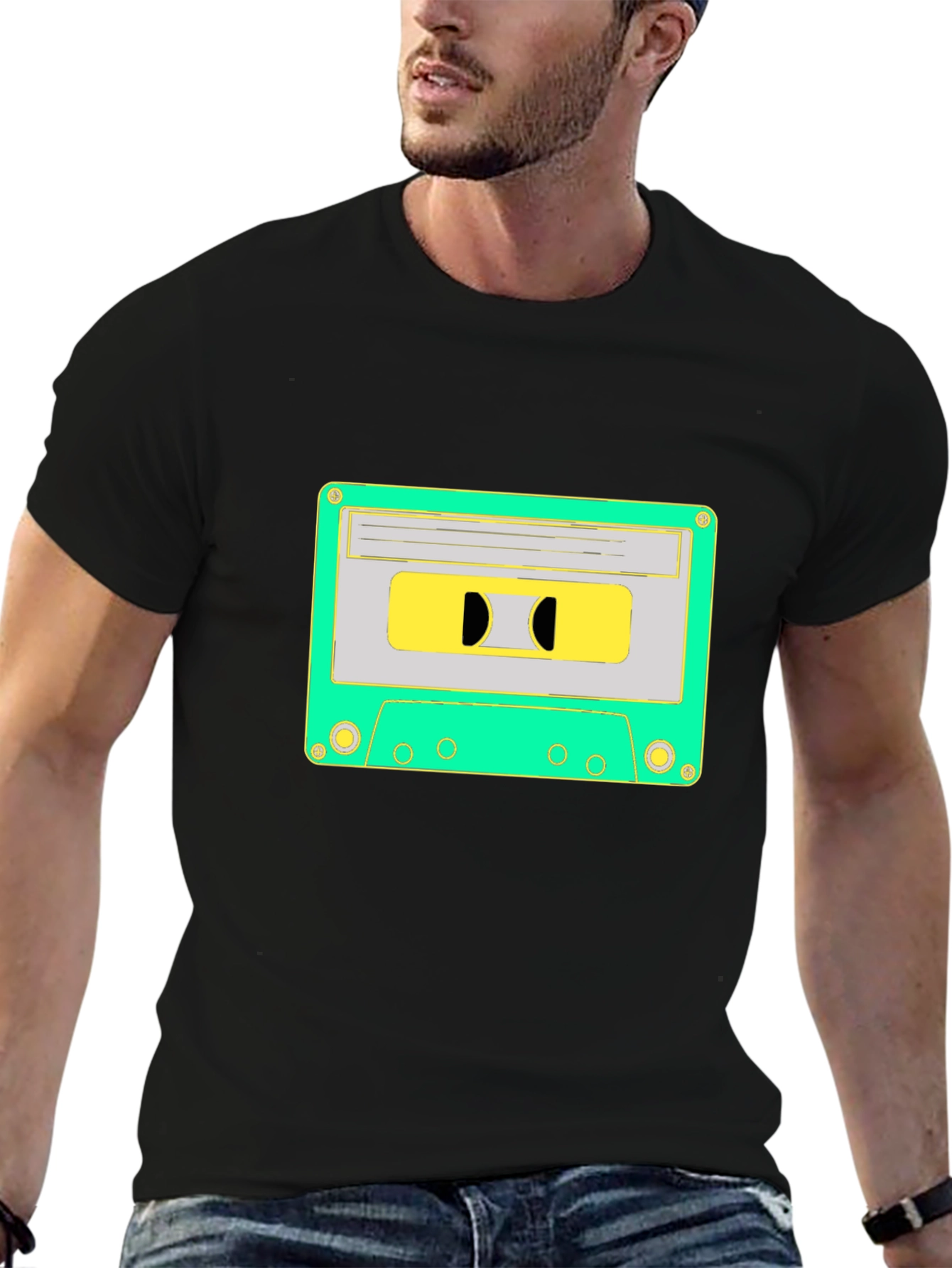 Black Retro Cassette Tape Graphic Tee - Black view 6
