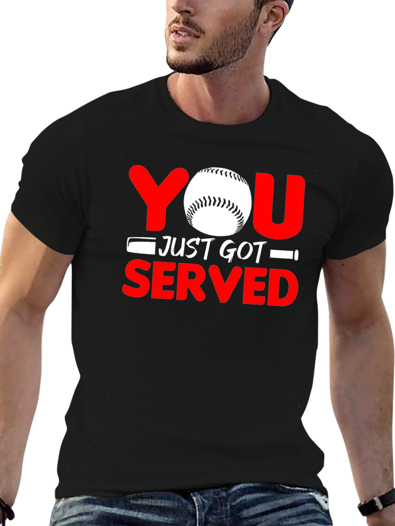 Black You Just Got Served Baseball Graphic T-Shirt view 6