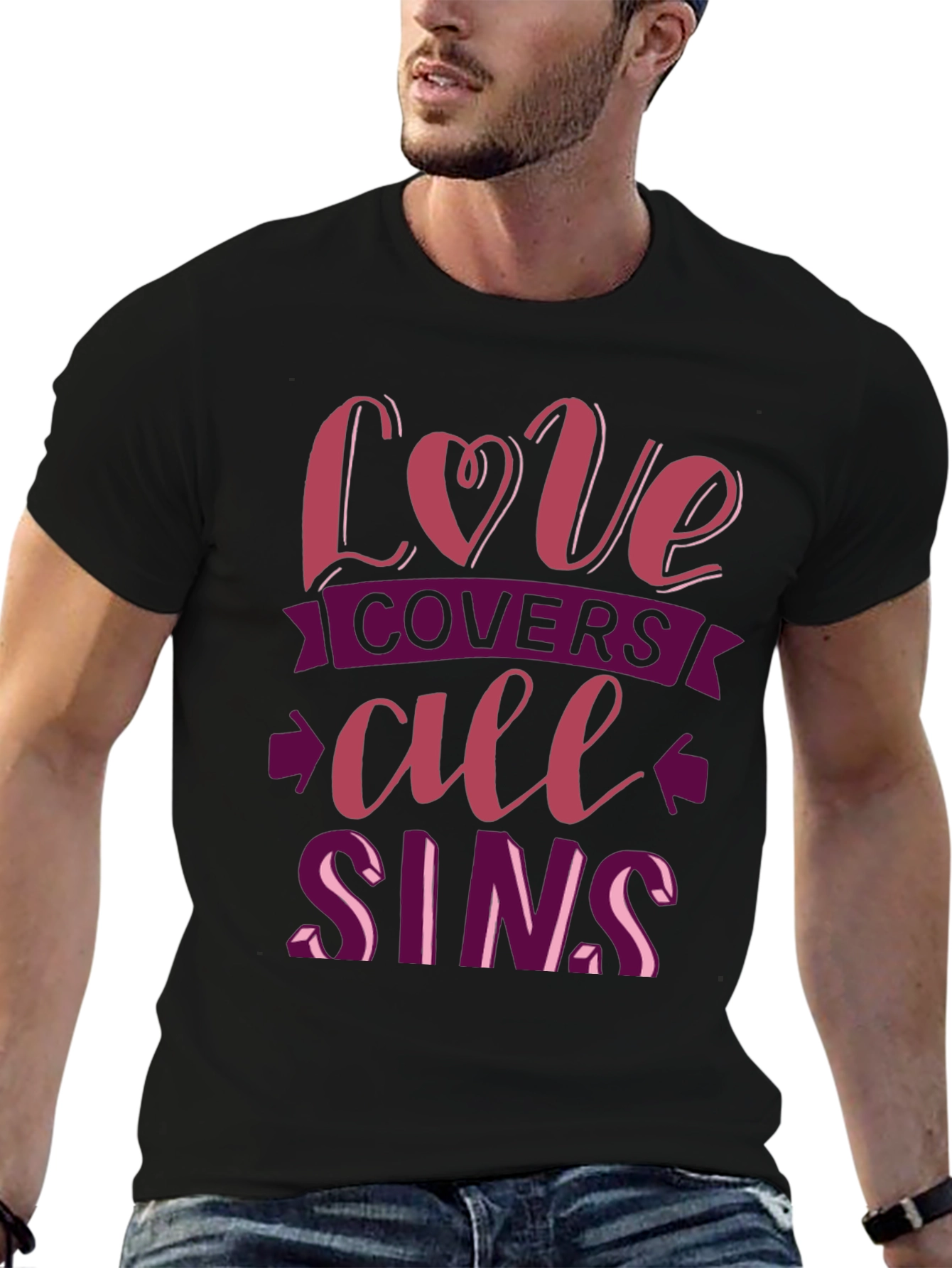Black Love Covers All Sins Graphic T-Shirt view 6
