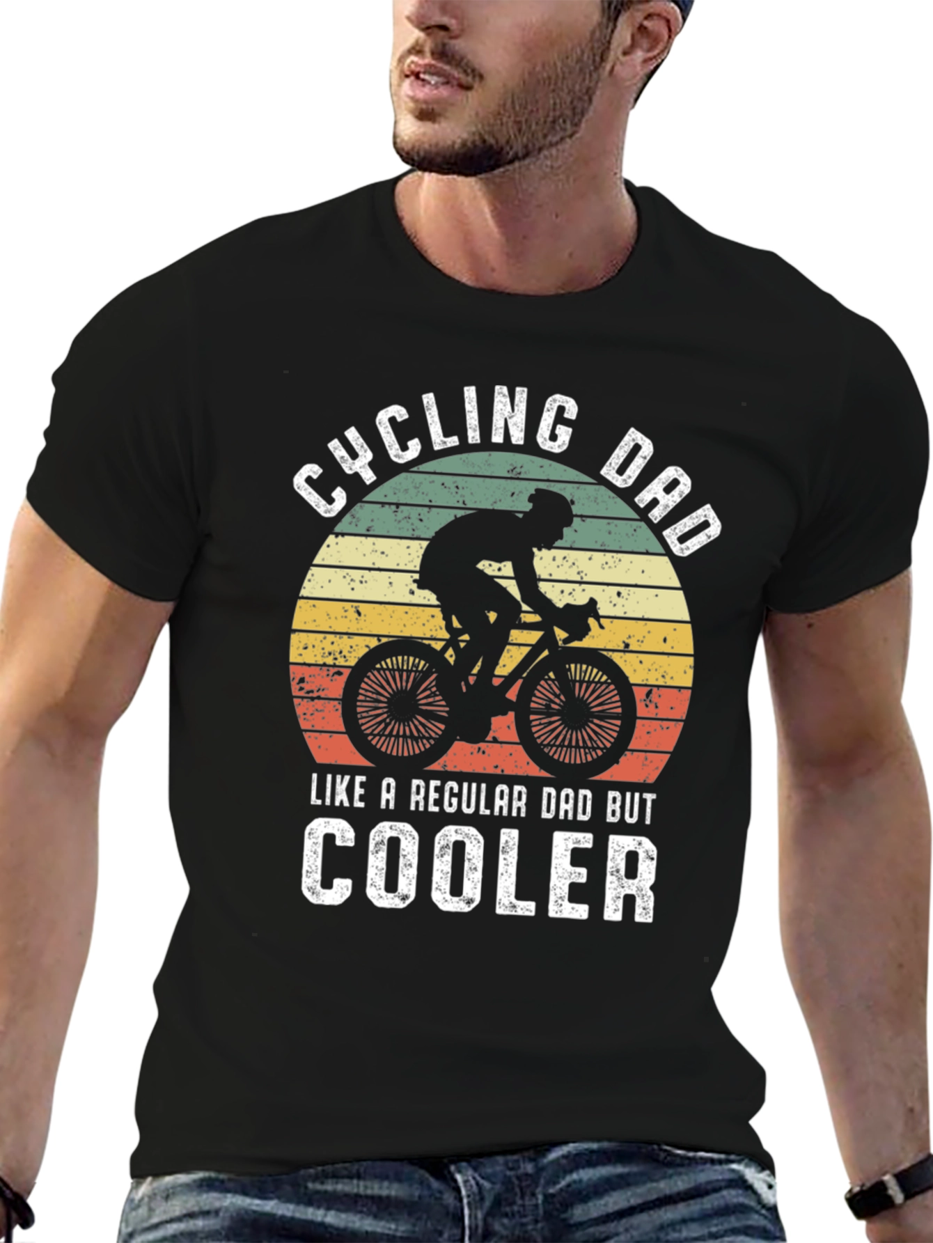 Black Cycling Dad T-Shirt - Like a Regular Dad But Cooler view 6