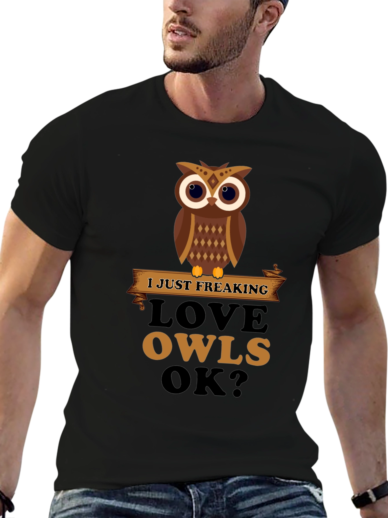 Black Funny Owl Lover T-Shirt - I Just Freaking Love Owls OK? view 6