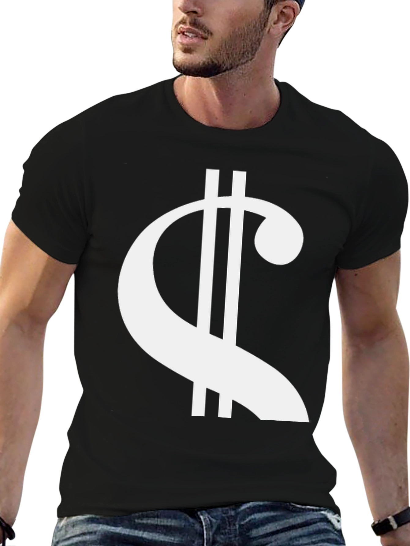 Black Unique Symbol Graphic Tee - Black Cotton Blend view 6