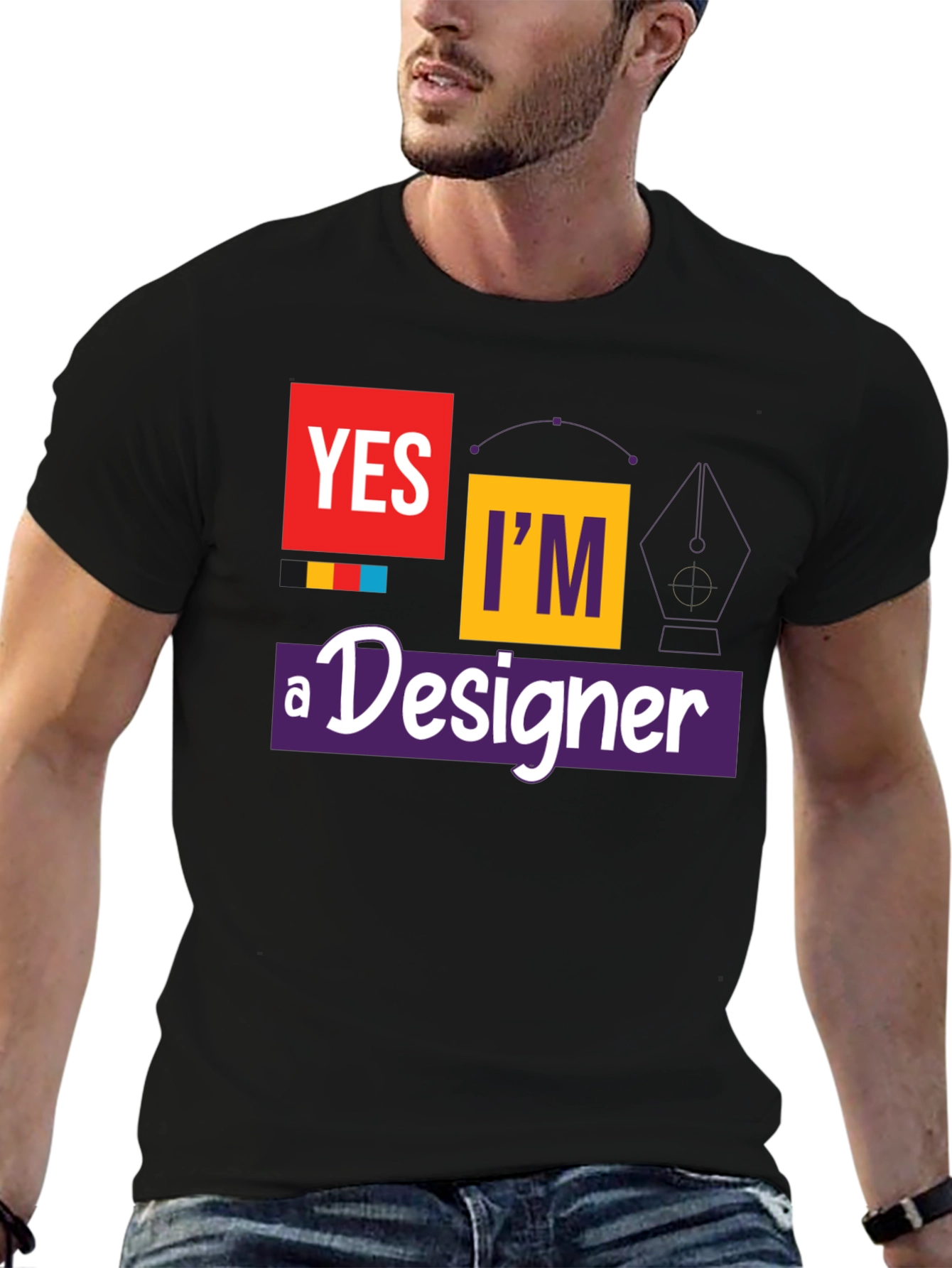 Black Yes I'm A Designer T-Shirt - Graphic Tee view 6