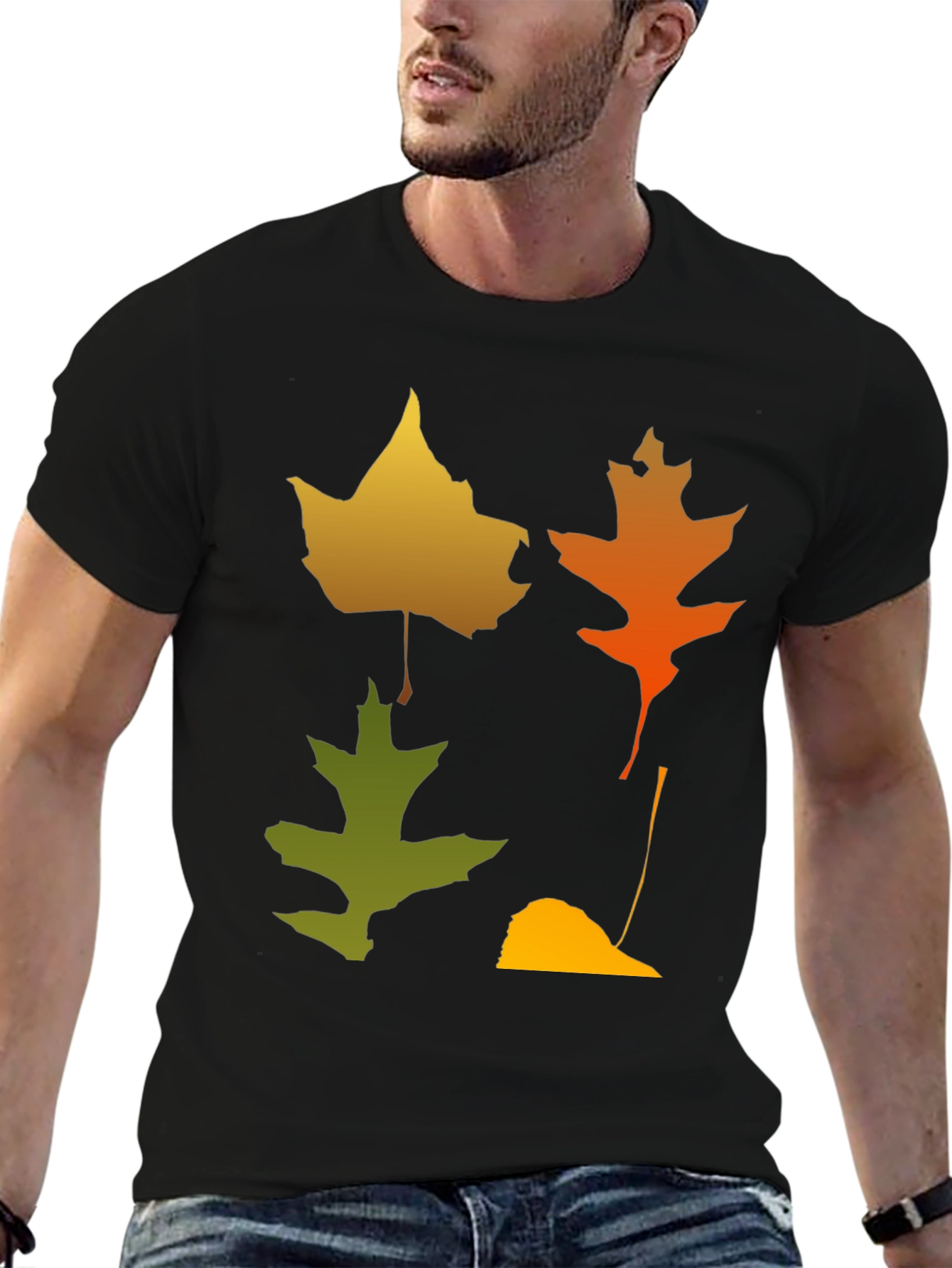 Black Fall Leaves Graphic Tee - Autumn Style Shirt view 6
