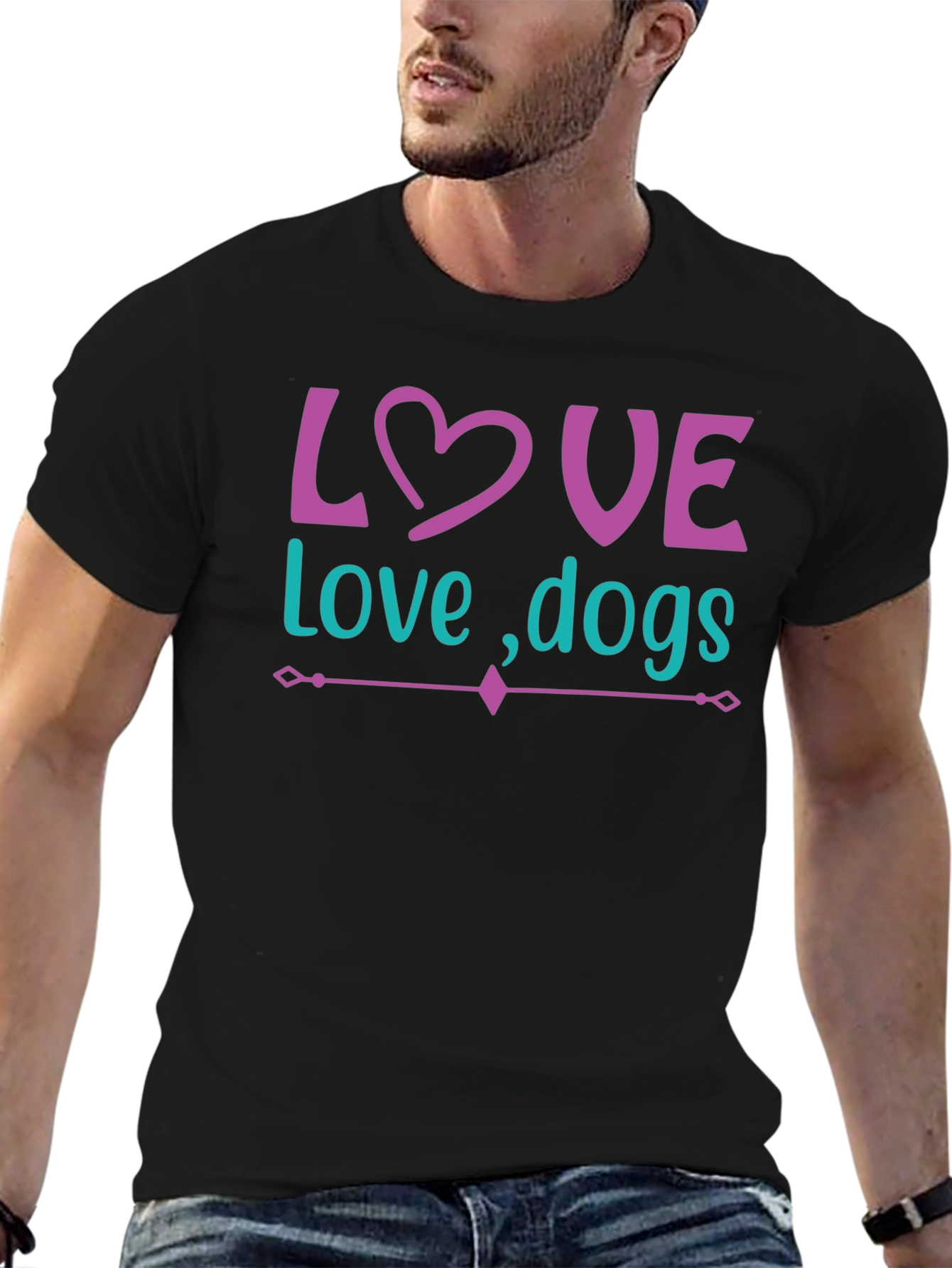Black Love Dogs Graphic Tee - Trendy Unisex T-Shirt view 6