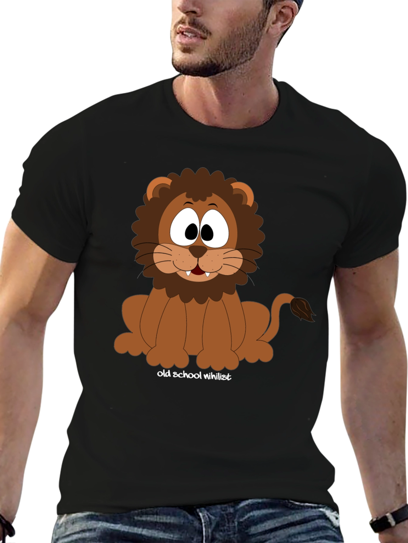 Black Cartoon Lion T-Shirt - Old School Nihilist view 6