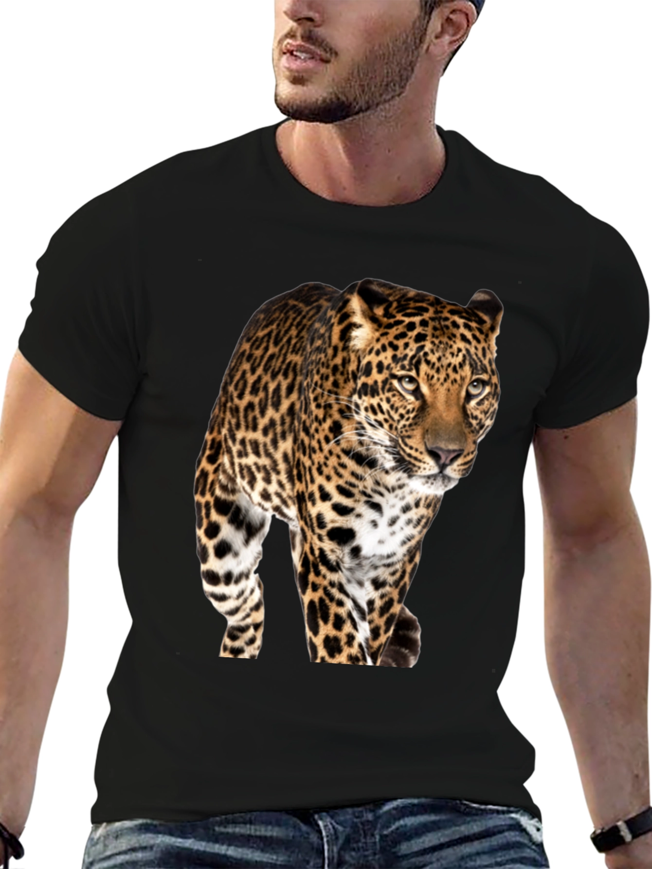 Black Jaguar Graphic Print Black T-Shirt view 6