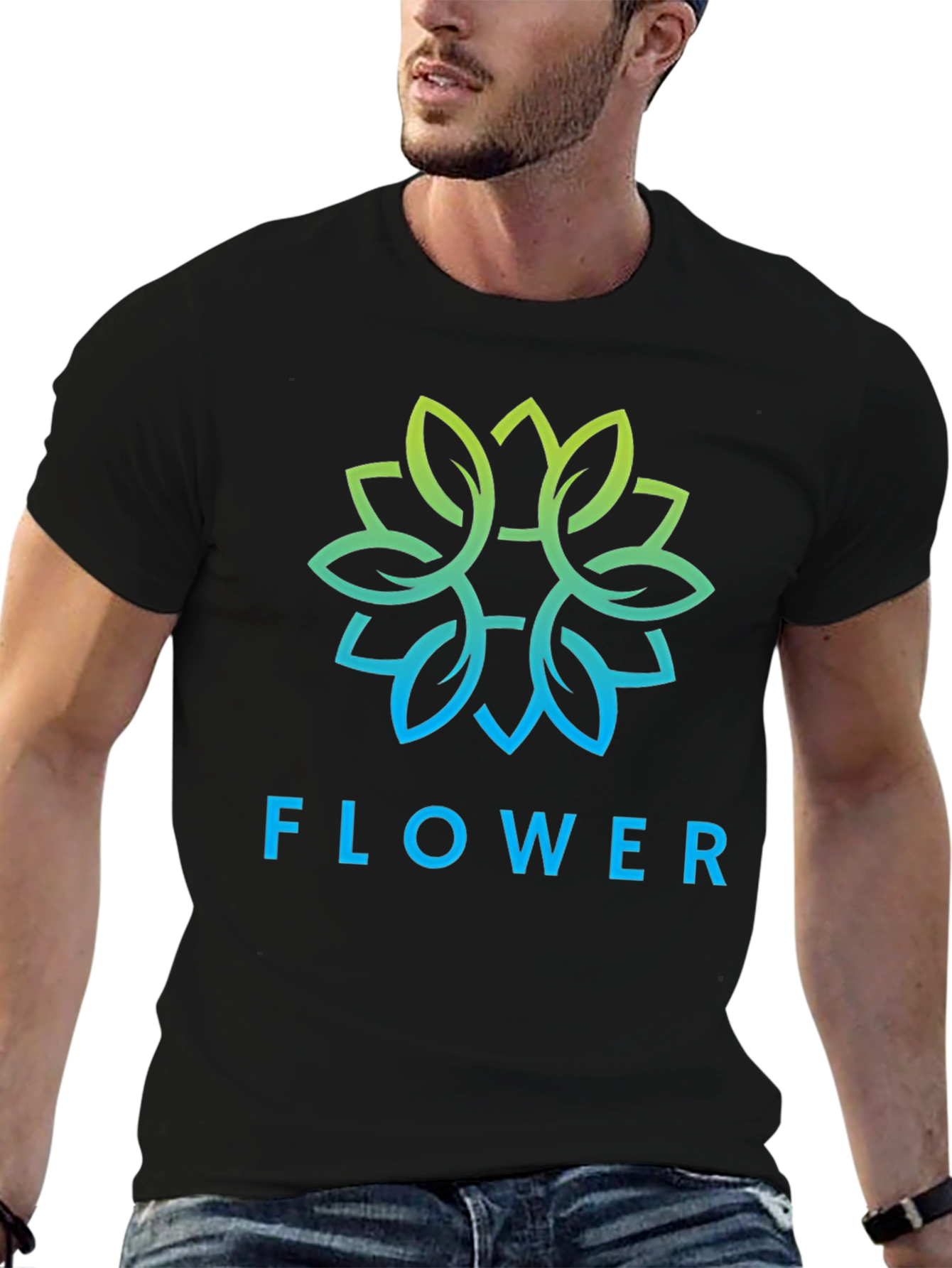 Black Flower Graphic Print Black T-Shirt view 6