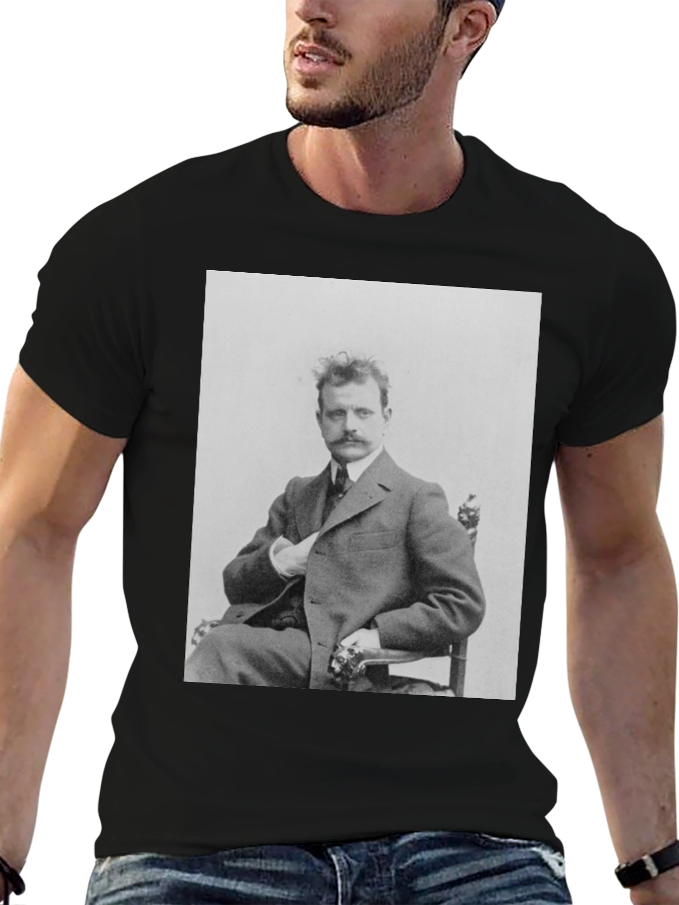 Black Vintage Portrait Tee - Classic Style view 6