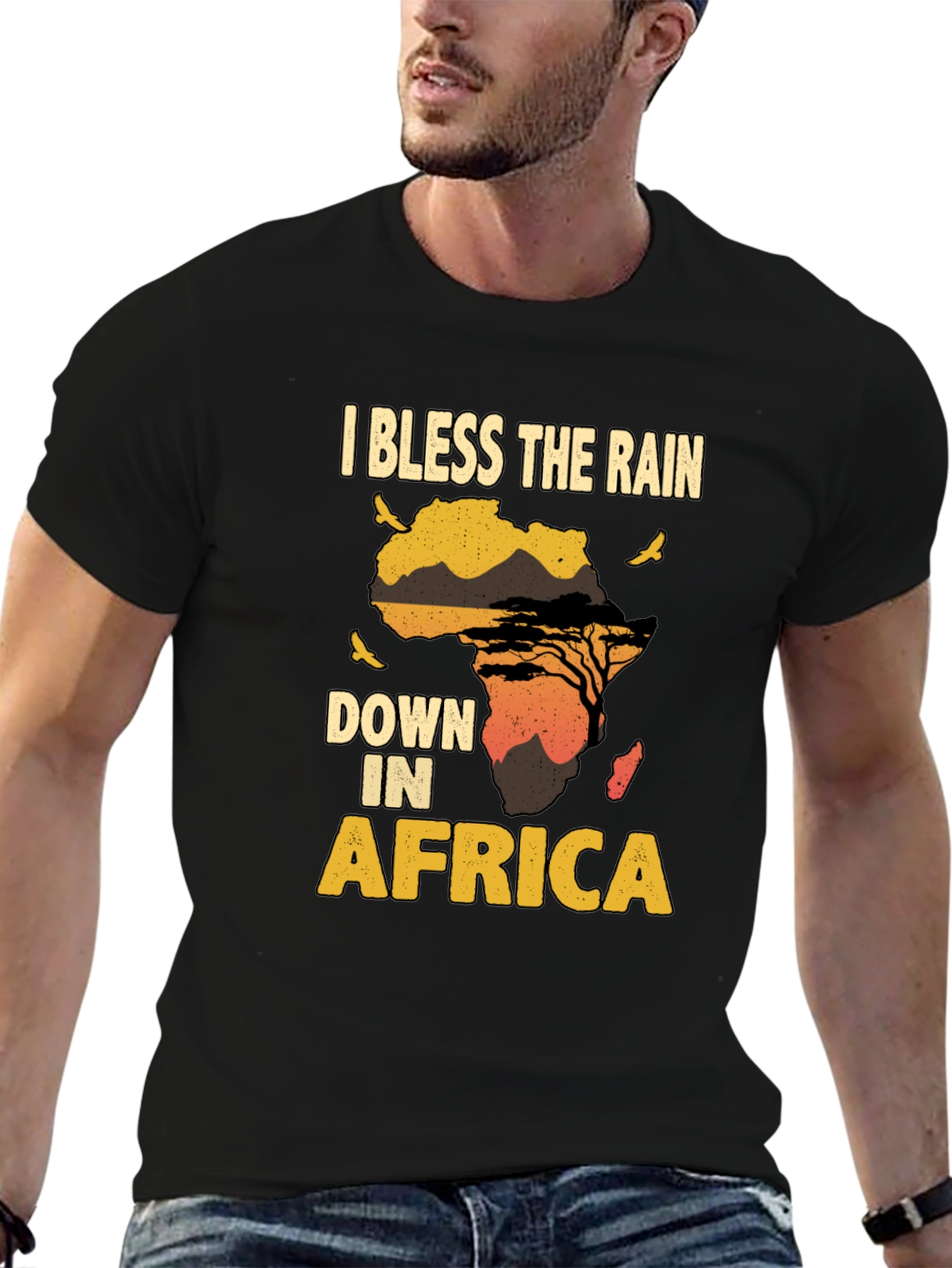 Black Bless The Rain In Africa Graphic T-Shirt view 6
